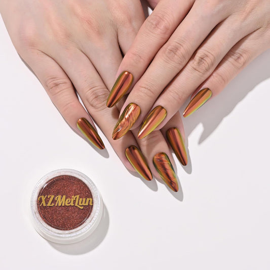 Chameleon Chrome Nail Powder, Big-Capacity 0.8g Aurora Green Turns Red Mermaid Aurora Powder Pigment Pearlescent Nail Art Glitter Decoration, Can Mixed with Builder Gel Nail Polish for Use