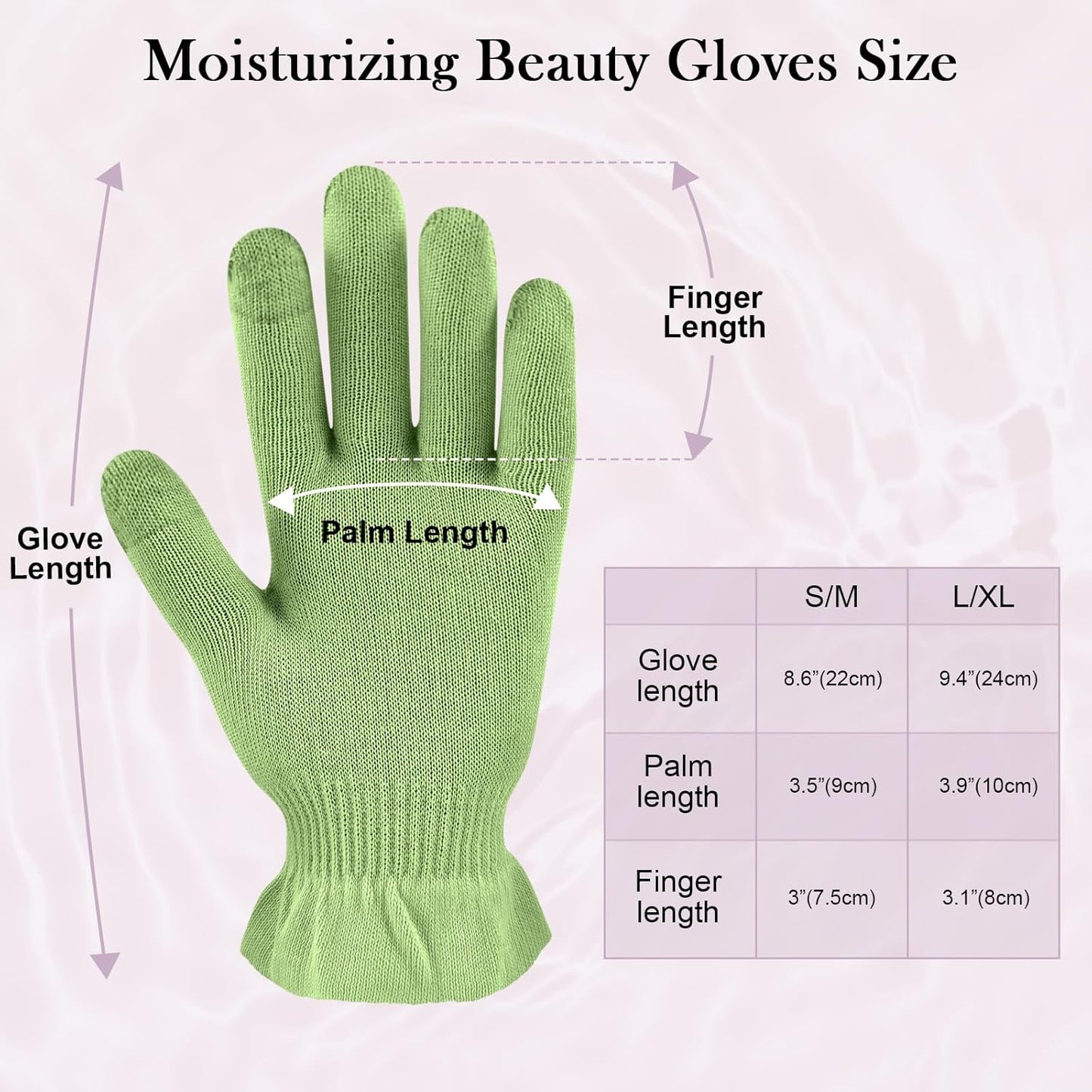 MIG4U Moisturizing Beauty Gloves Touchscreen Overnight Sleeping Glove for Women Dry Hands, Nighttime Lotion, Eczema, SPA, Cosmetic Treatment, Apple Green 3 Pairs Size L/XL