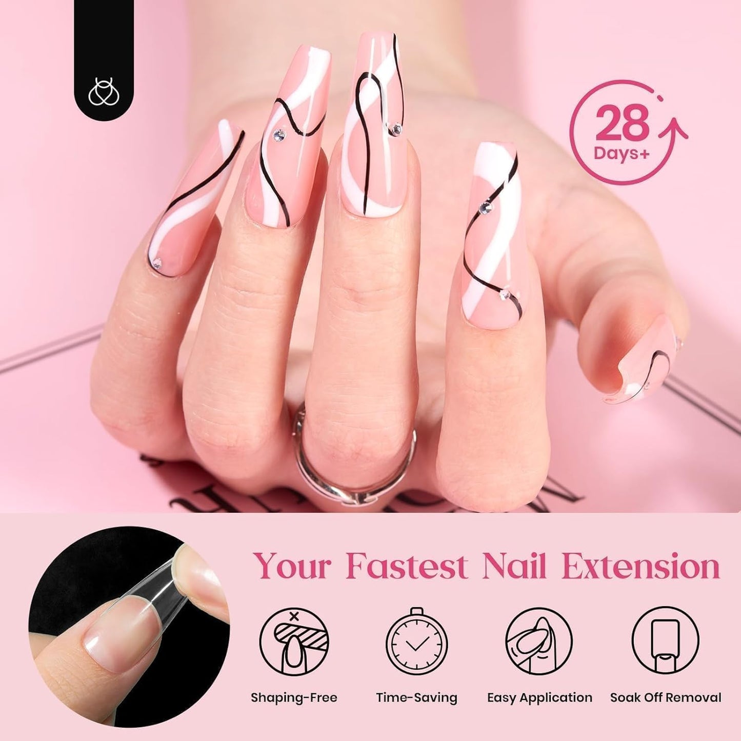 Beetles Gel Nail Tips Upgraded 15 Sizes Long Coffin Gel Nail Tips 630Pcs Pre-Shaped Clear Full Cover False Nails Easy Nail Extension for Gel Nail Polish Gift for Women