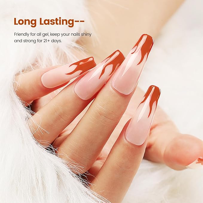 No Wipe Gel Top Coat - 10ml Clear Glossy High Shine Long Lasting Top Coat Gel Nail Polish Nail Manicure Soak Off Nail need U V Lamp