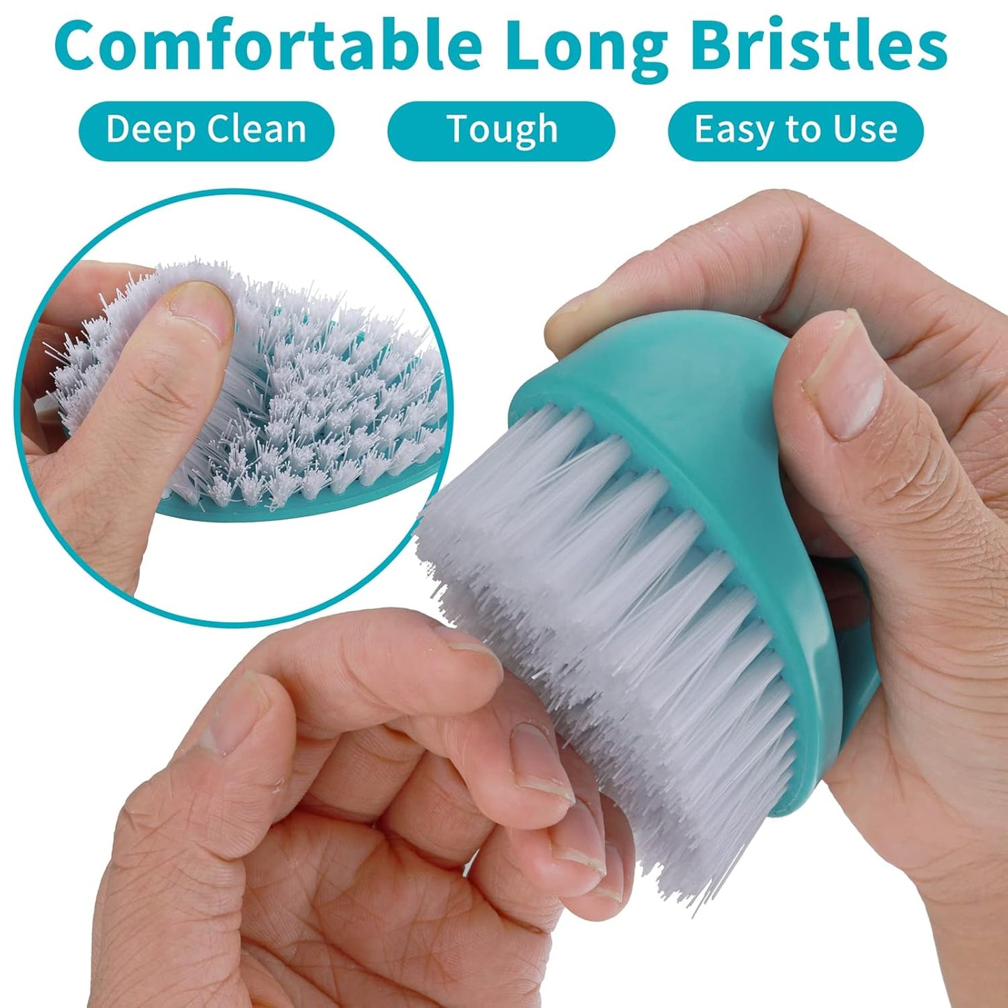 Cobee 2 Pack Hand Nail Brush for Cleaning Fingernails Durable Stiff Bristles Nail Scrub Brush Cleaner with Handle Heavy Duty Deep Nail Cleaning Scrubber for Fingernails Toes Men Mechanics(Red, Blue)