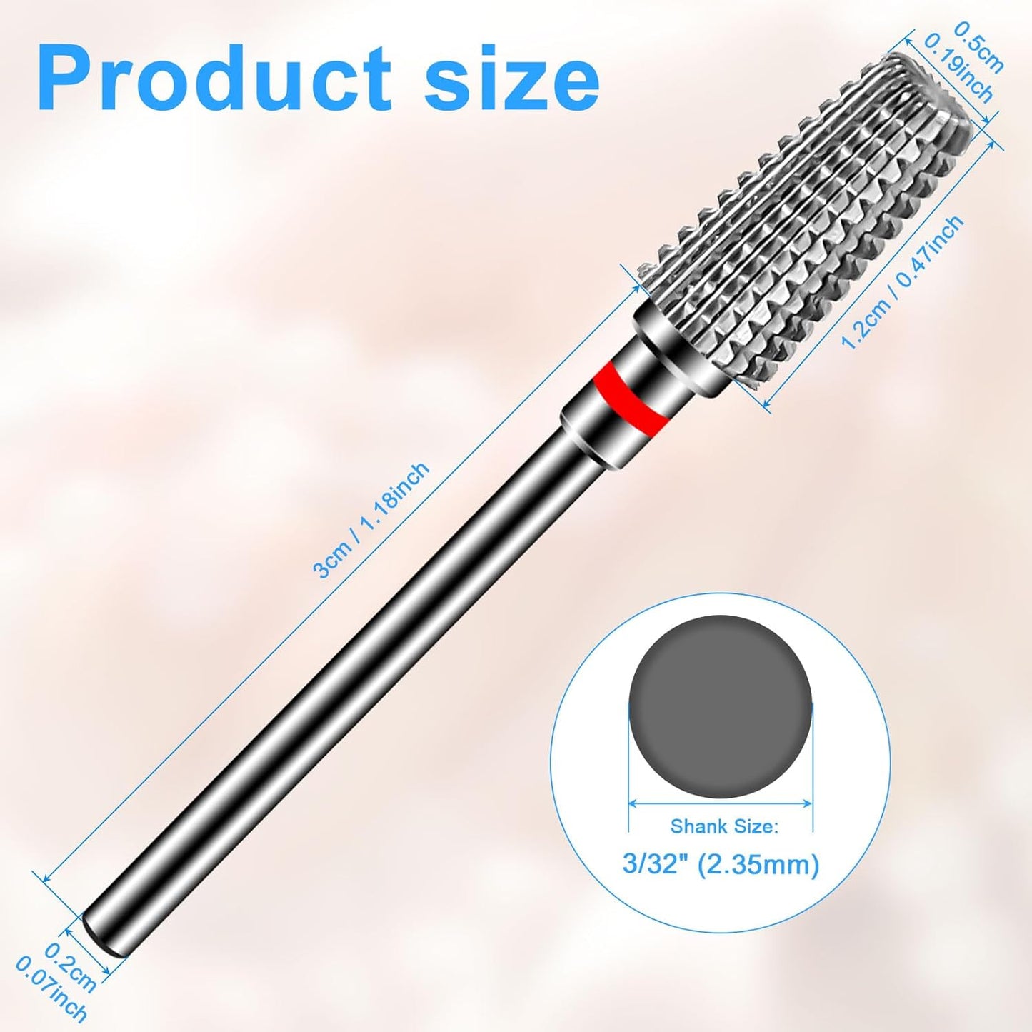 Diesisa 2 Pack Nail Drill Bits for Acrylic Nails, 3/32" Shank Drill Bits for Nails Professional Electric Nail Drill Bits for Home Salon/Fine+Medium Nail Bits - 5 in 1 Cylindrical bit