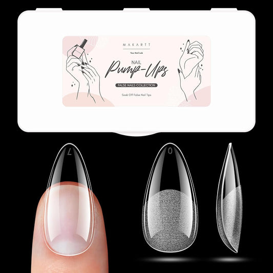Makartt Almond Nail Tips: 500pcs Medium Pre-buffed Full Cover Clear Press on Nails 10 Sizes Soak Off Soft Gel Nail Tips Extension Professional Acrylic Fake Nails No Crease False Nail Salon DIY Art
