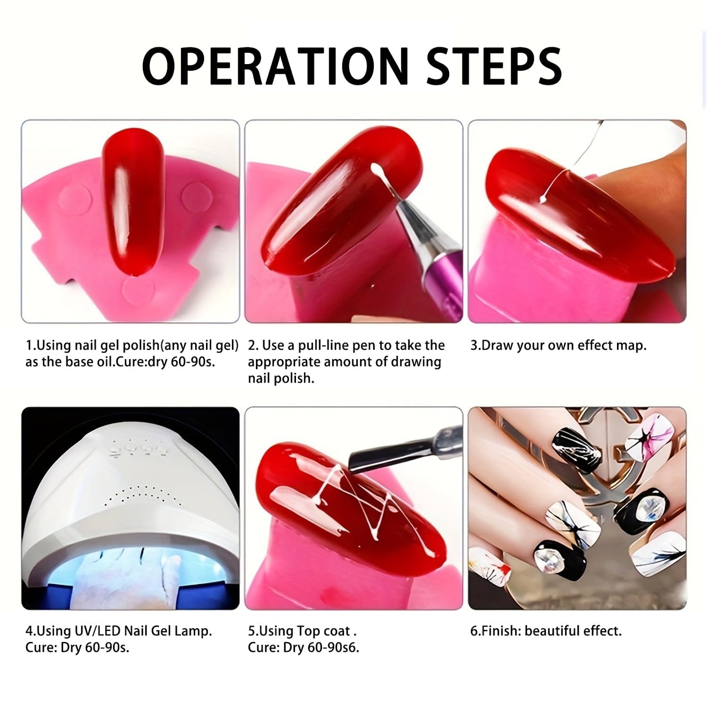 5g/0.18oz 6 Colors Spider Gel Kit for Nails, Spider Design for Art Wire Drawing Nail Gel for Line with Brushes for Nail Art