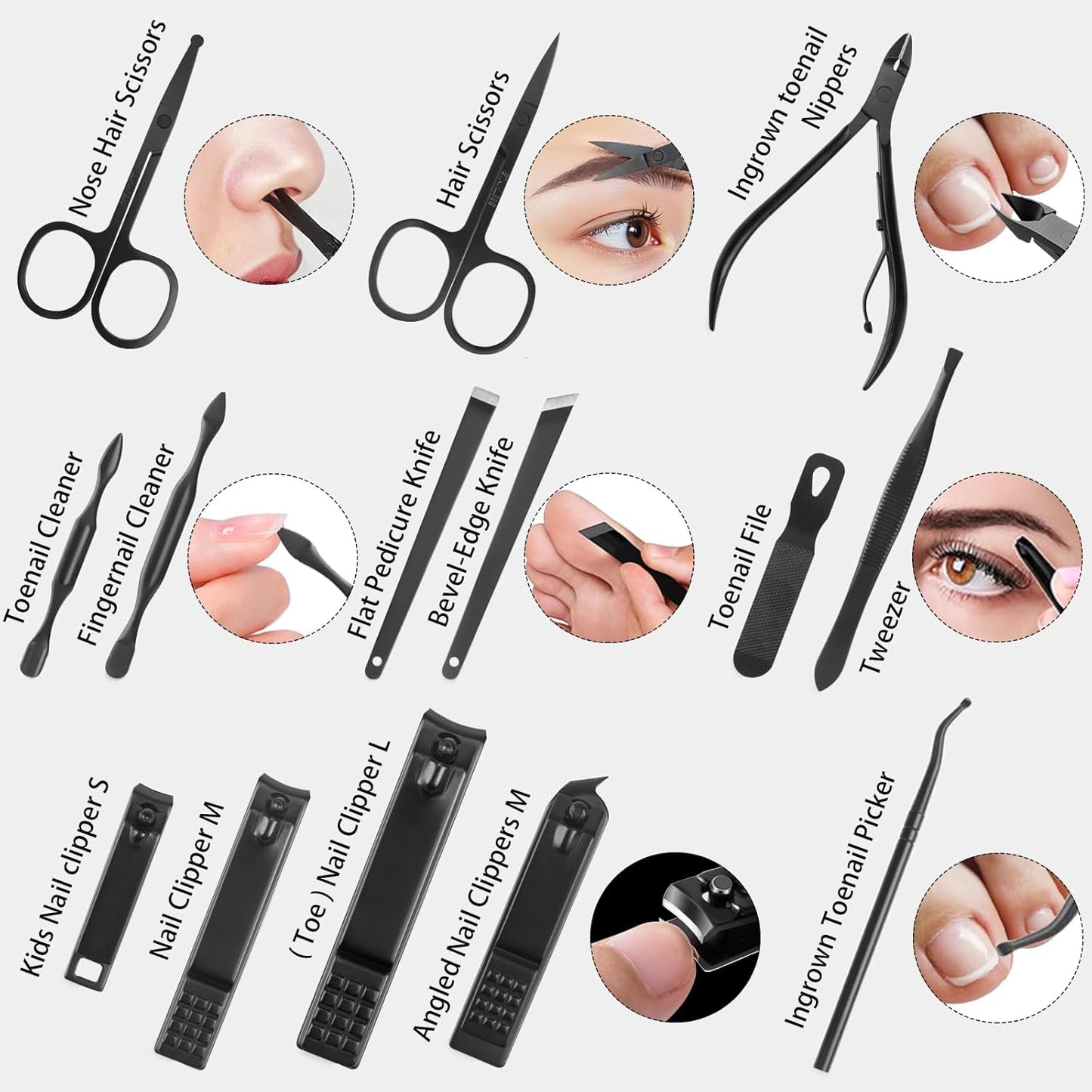 Nail Clippers Set, 26 Piece Manicure Set & Pedicure Kit, Stainless Steel Fingernail & Toenail Clipper Cutters, Professional Nail Care Tools with Luxurious Travel Case for Men and Women, Brown