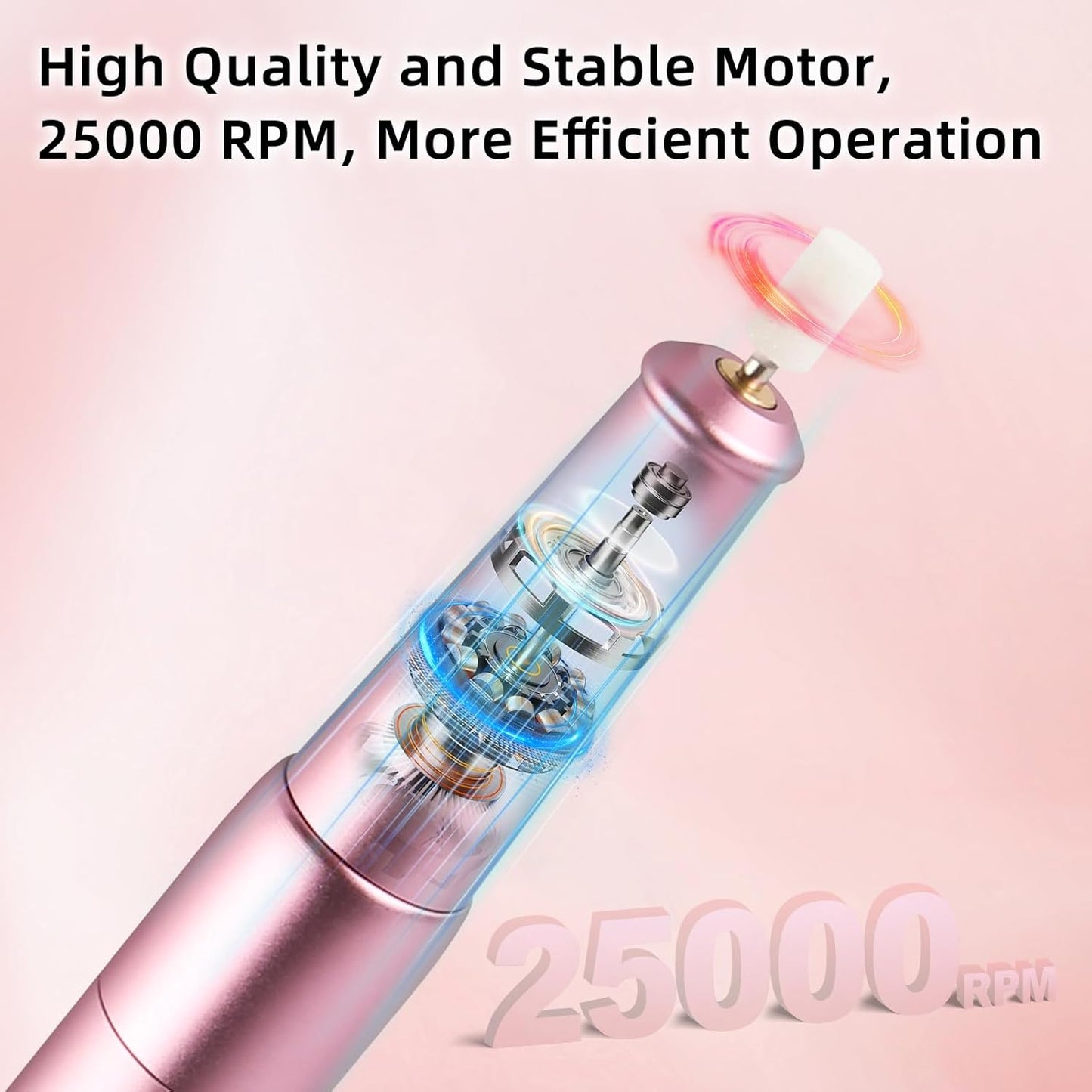 Electric Nail Files Cordless Professional Nail Drill Machine for Acrylic Nails Gel with 5 Speeds Portable Rechargeable File Manicure Pedicure Kit Gifts for Girl Women Beginners