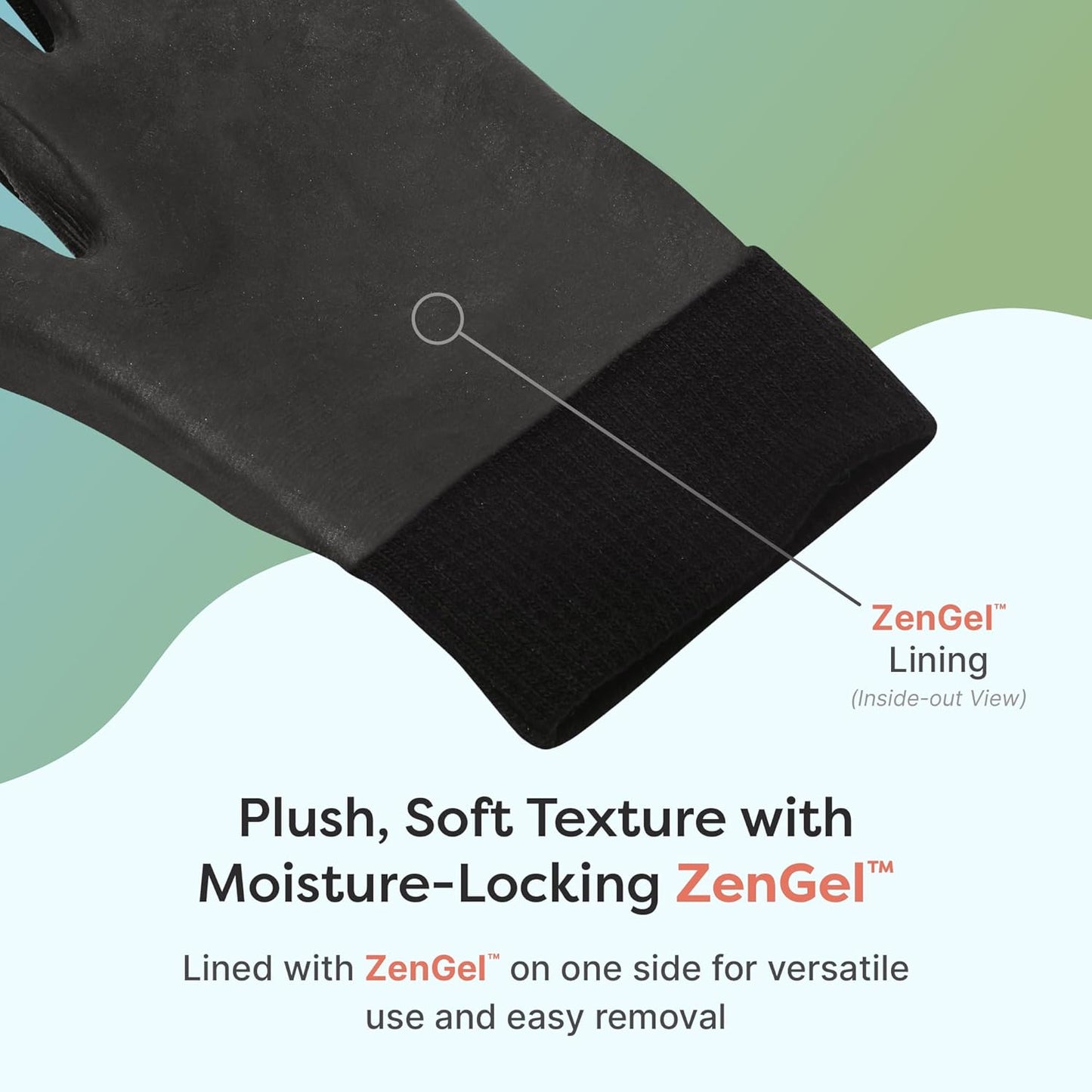 ZenToes Moisturizing Gloves for Dry Hands, Gel Infused with Jojoba Seed Oil, Olive Oil and Vitamin E, Overnight Hand Moisturizer (Large, Cotton Black)
