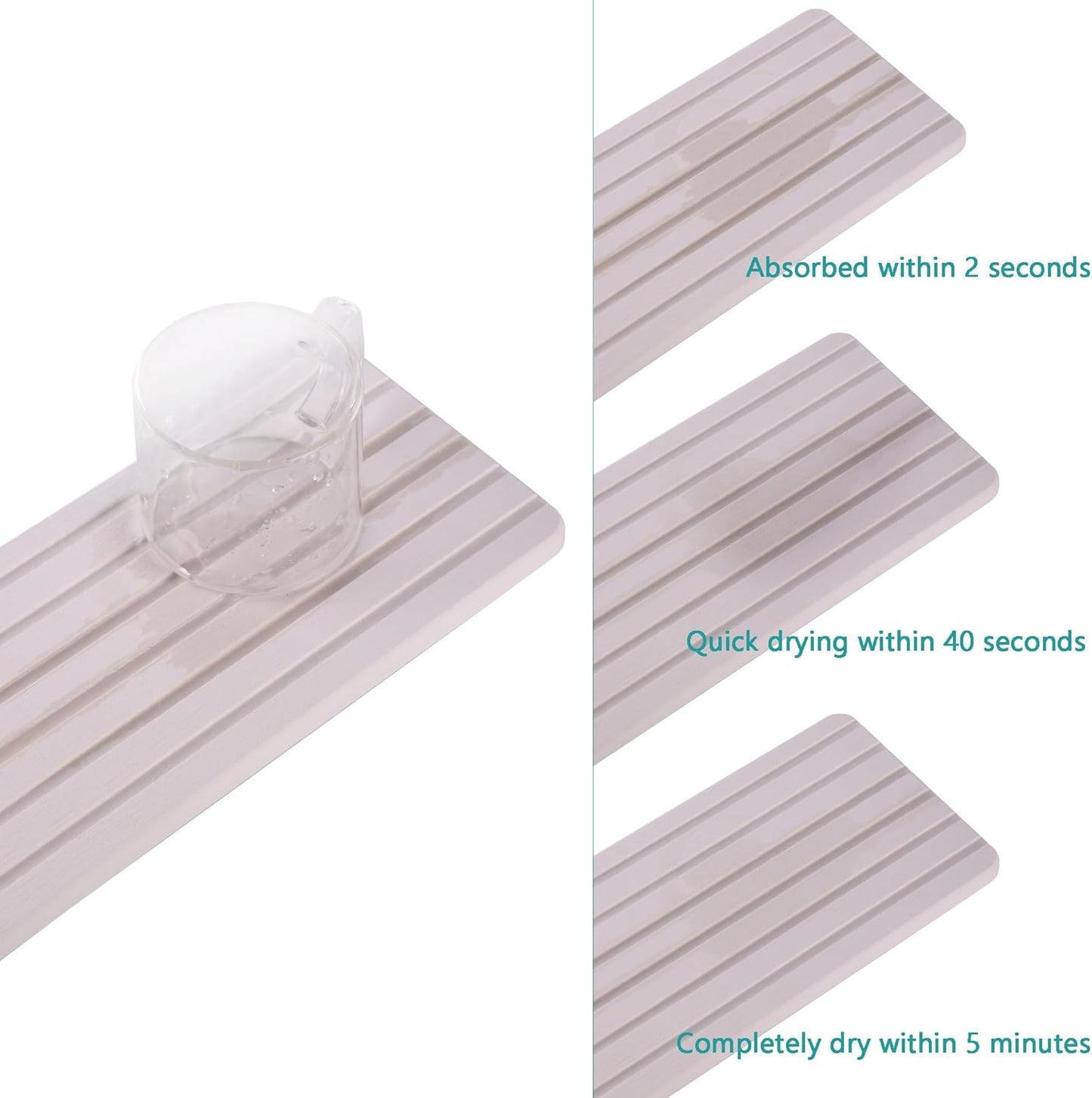 Set of 4 Water Absorbent Diatomite Coasters, Diatomaceous Earth Kitchen Soap Dish, Bathroom Trays, Water Absorbing Stone Used for Hand Soaps & Plants & Toiletries in The Modern Home