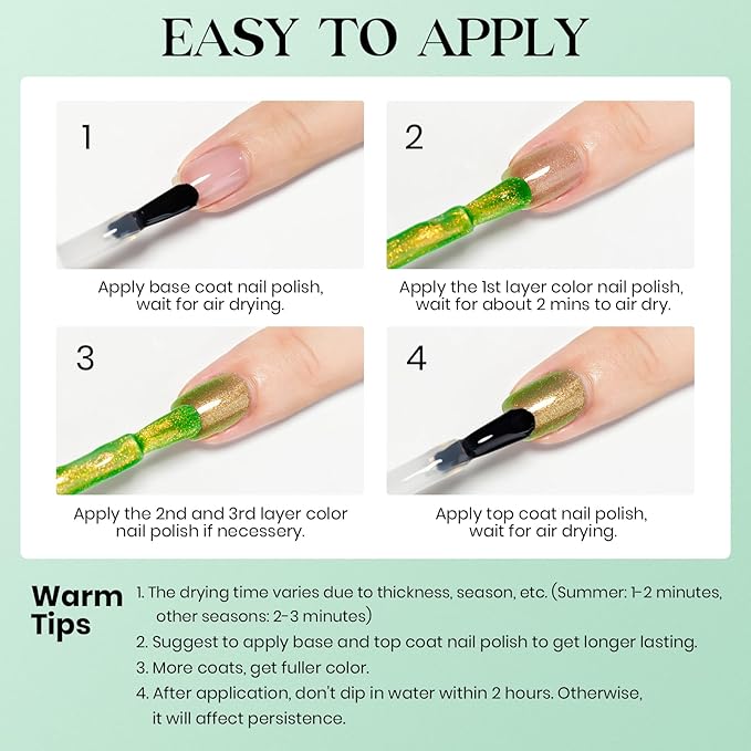 MIZHSE Quick Dry Nail Polish, Holographic Neon Green Nail Polish Air Dry Fast, 15ml/0.5 fl oz Regular Shiny Glitter Oil-based Shimmery Nail Lacquer Non Gel Nail Art Salon Manicure Home DIY