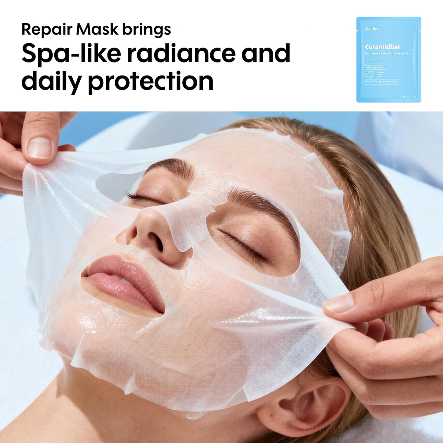 ZealSea Cicalix & Ceramidbar Face Masks Skincare, All-in-one Proven Derm Solution Facial Mask for Visibly Soft | Plump | Quenching | Anti-aging, Soothing & Refreshing, Strengthen & Restore, 4+4 Duo