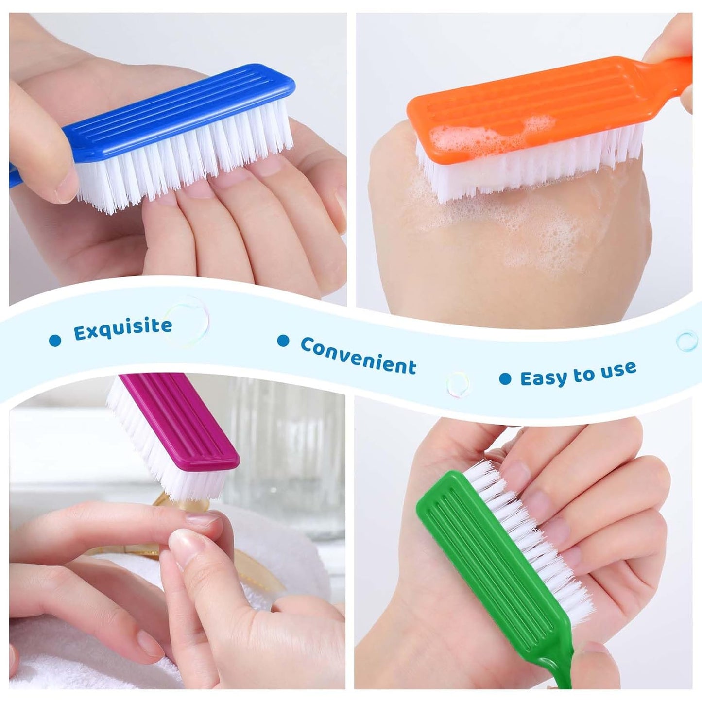 Patelai 200 Pcs Handle Grip Nail Brush Bulk Pedicure Brush for Feet, Toes and Cleaning Fingernail(6 Colors)