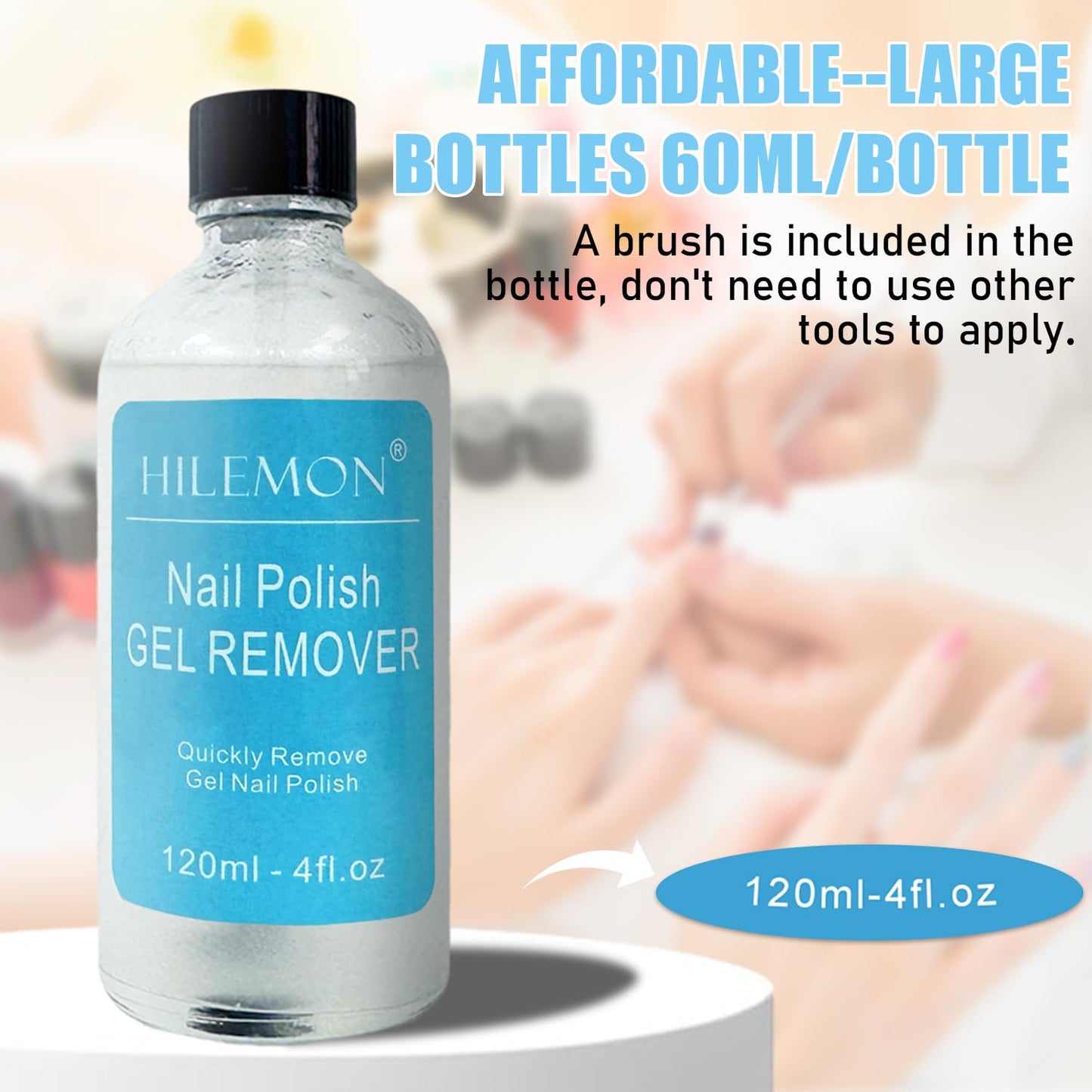 Quick Gel Nail Polish Remover Kit, Easy Remove Gel Polish in 3 Minutes, Safe for Natural Nails with Nail Tools, No Need Soaking or Wrapping, Gel Remover for Nails, Larger Size (120ml)