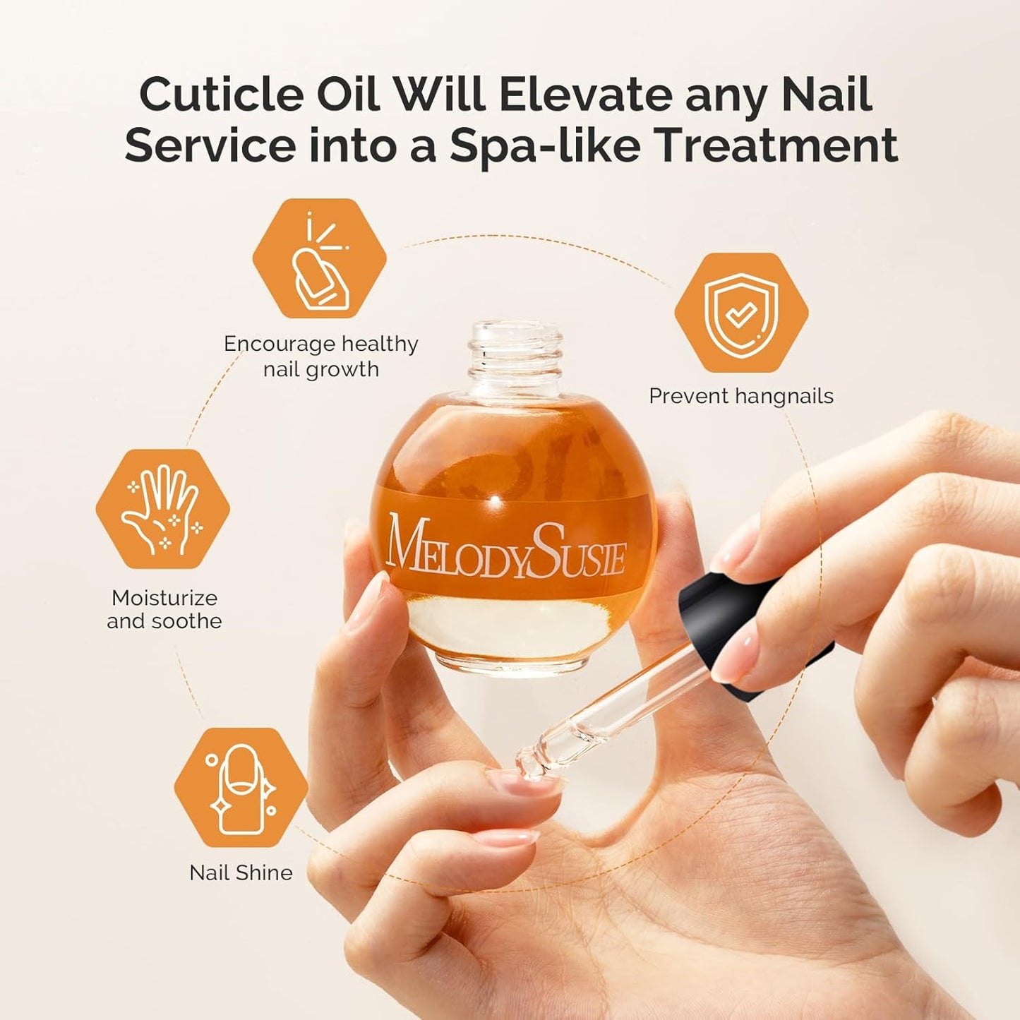 MelodySusie 50ml Honey Milk Cuticle Oil with Olive, Jojoba, Grape Seed& Sunflower Seed - Nourishing & Strengthening Treatment for Dry, Brittle Nails & Cuticles