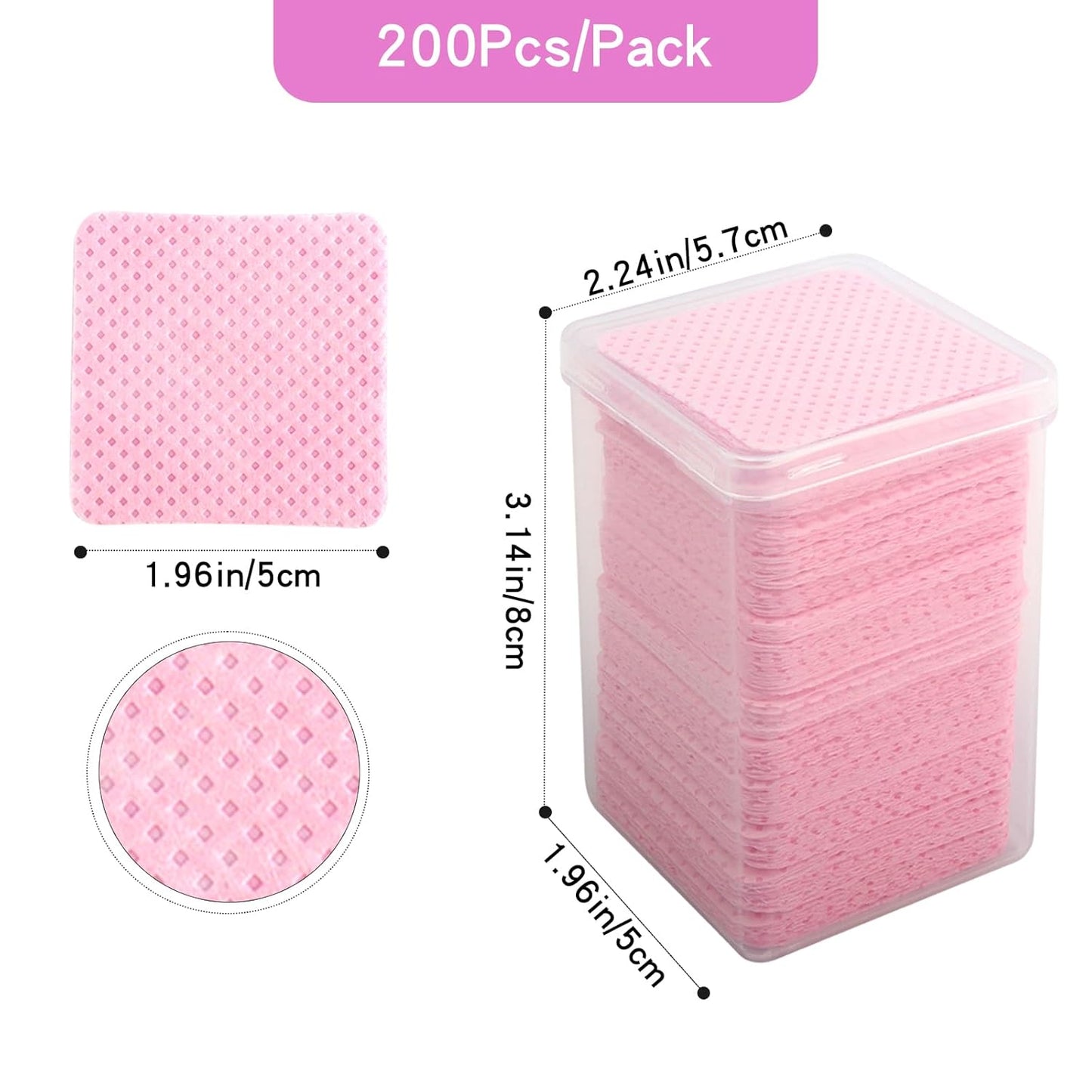 800 PCS Lint Free Nail Wipes Eyelash Extension Glue Wipes Absorbent Soft Super Non-Woven Fabric Lash Glue Wipes Nail Polish Remover Wipes for Lash Extension Supplies（Pink