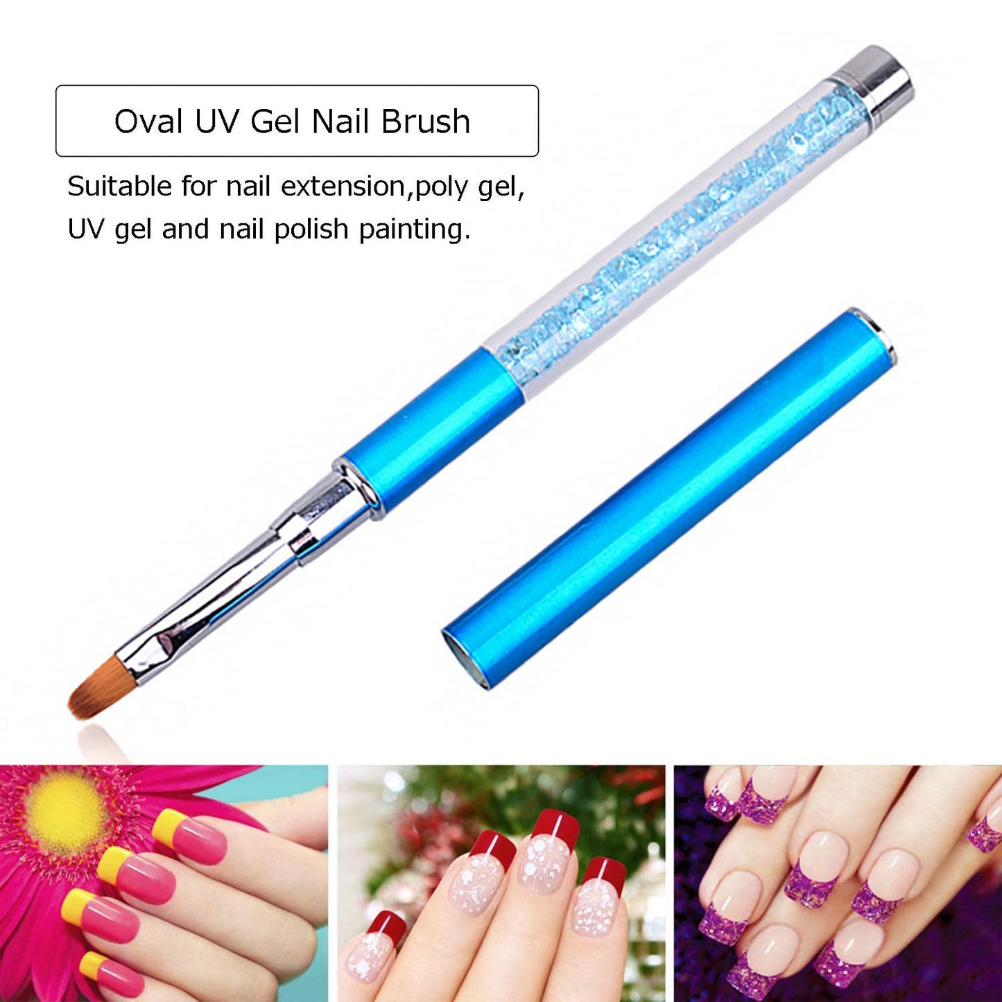 SILPECWEE 2Pcs Acrylic Nail Brush, Oval Nail Art Brushes Nail Clean Up Brushes Nail Design Tools Nail Painting Kit Manicure Remover Polish Brush
