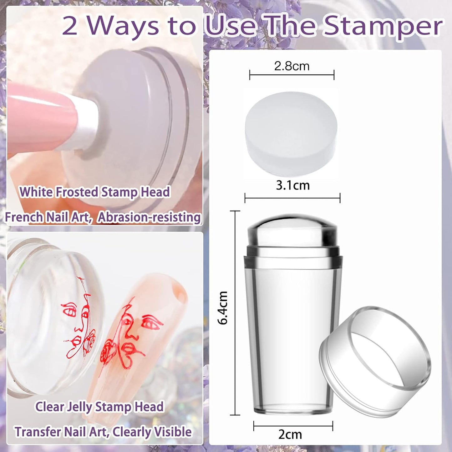 Biutee Nail Stamper Kit 12Pcs Nail Stamping Plate 8Pcs Stamping Gel Polish Nail Stamping Kit with Silicone Stamper Scraper Storage Bag Lace Plaid Stamp Template Halloween Christmas Gift for Women