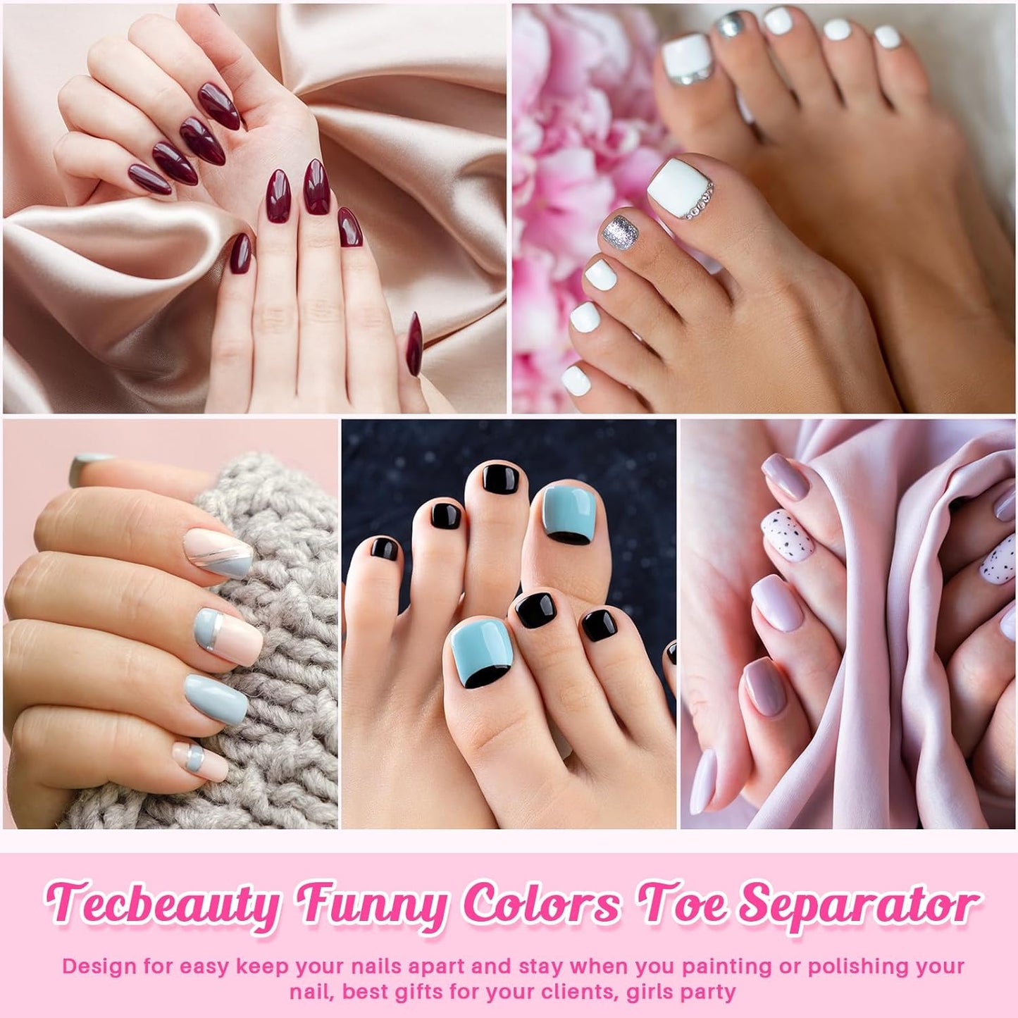 Mumufy 500 Pcs (250 Pairs) Sponge Toe Separators Pedicure Tool Kit Soft Toe Spacers for Pedicures Spreaders Finger Dividers for Women Men Feet Nail Manicure Toenails Art Painting Polish Spa(Pink)