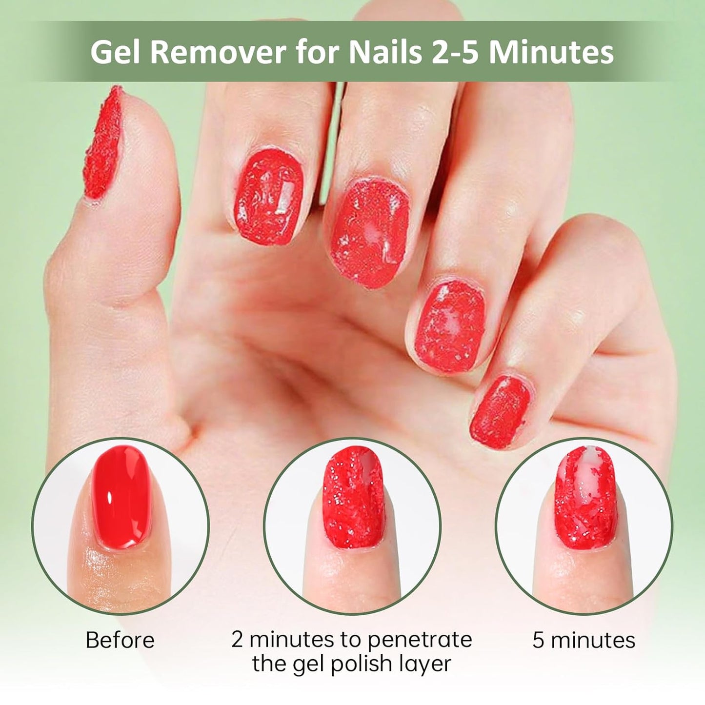 3PCS Gel Nail Polish Remover, 15ml Gel Remover for Nails Within 3-5 Minutes Quickly and Easily Soak off Polish Remover