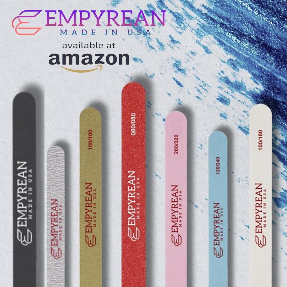 Empyrean Premium Nail Files | Made in USA | Fine 220/320 Extra Fine | Professionals Choice | Disinfectable Washable Reusable | Dark Blue Nail File