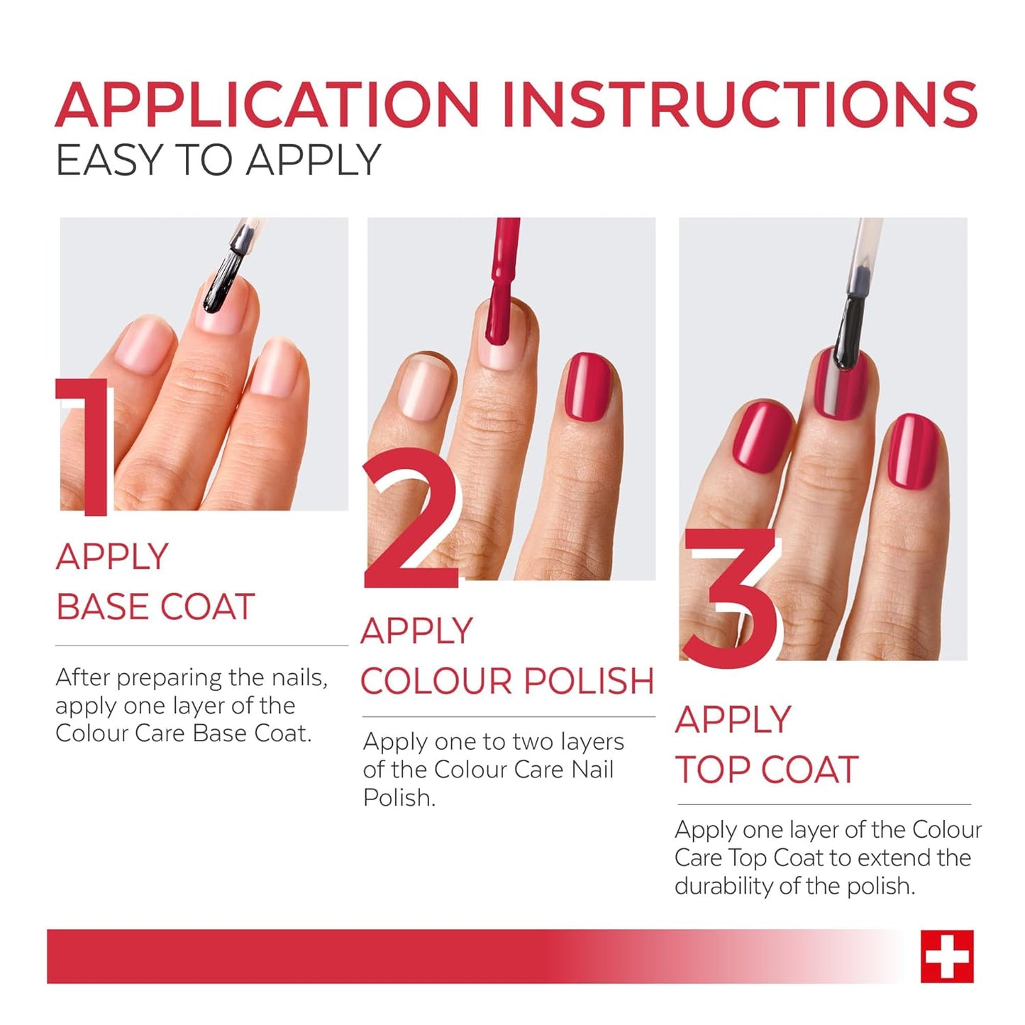 PODERM - Nail Polish – Enriched with Tea Tree – Improves nail appearance – Ingredients Natural/Vegan - foot/hand - Swiss Made (Cherry Red)