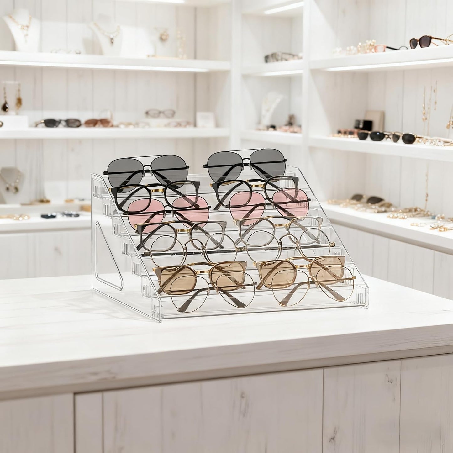 Sunglasses Organizer - Clear Eyeglasses Display stand - Eyeglasses Storage - For Glasses Tabletop Holder Stand(7 Layer)