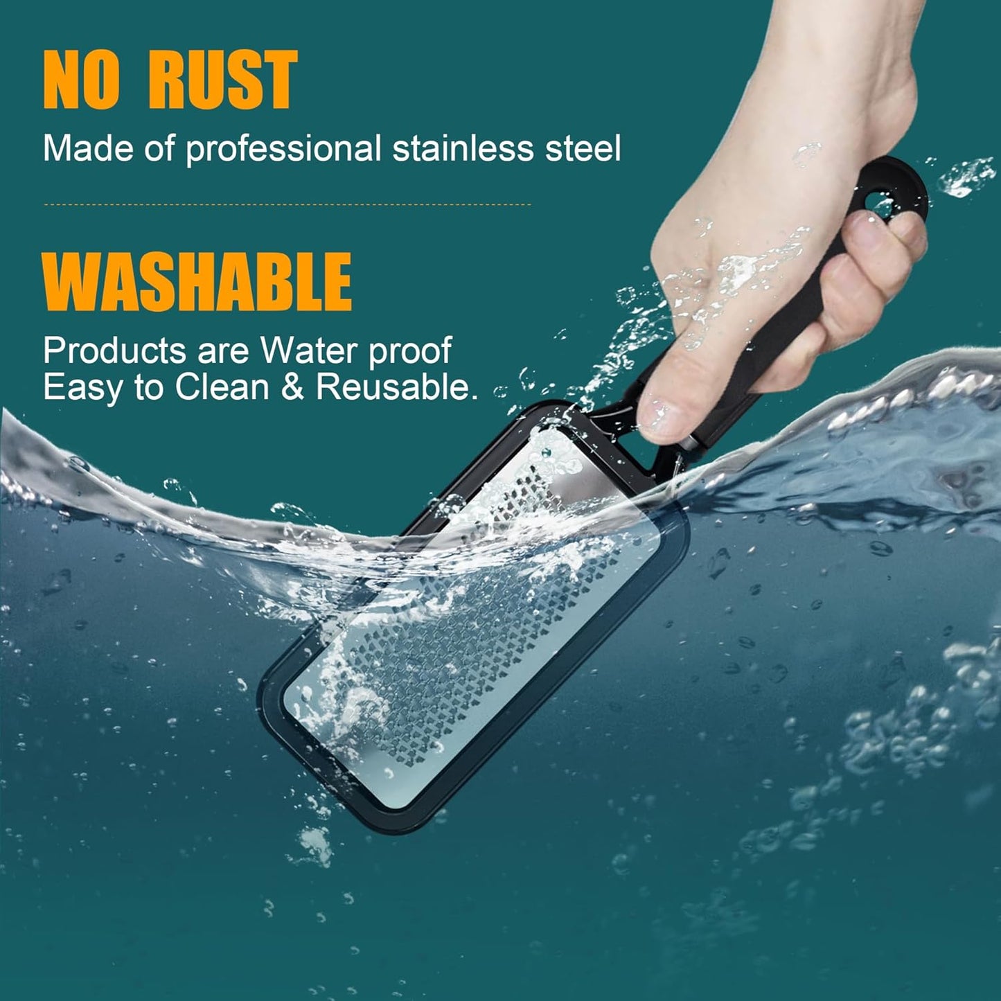 Foot File Foot Scrubber Pedicure, 2 Pcs Stainless Steel Callus Remover for Feet, Professional Foot Grater Rasp Scraper Corns Callous Removers Tool to Hard Skin Corns for Dry and Wet Fee