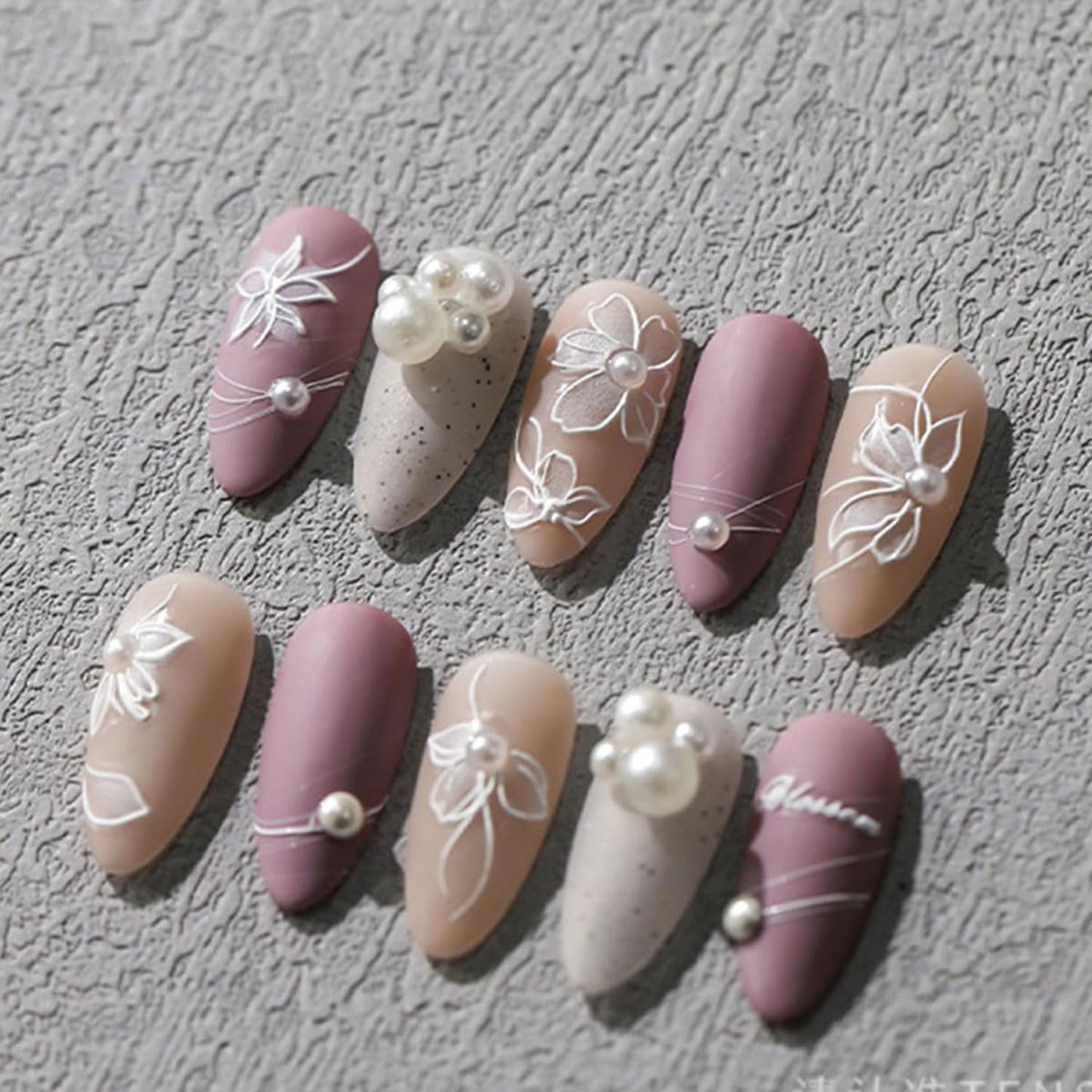 Flower Nail Stickers White Nail Art Stickers Pearl Floral Nail Decals Self-Adhesive 5D Embossed Nail Decals for Women Girls Acrylic Nails Manicure DIY Nail Supplies