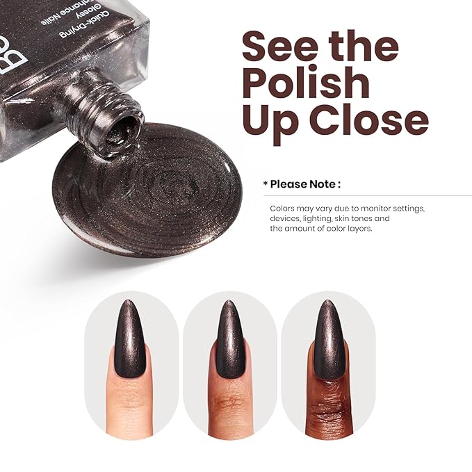 Beetles Nail Polish, 15ml Hot Toddy Naughty Nail Polish Gilded Vintage, Glitter Chocolate Color Luxury Fast Drying & Long Lasting Nail Lacquer Shimmer Art Effect for DIY Nail Salon-Quality Results
