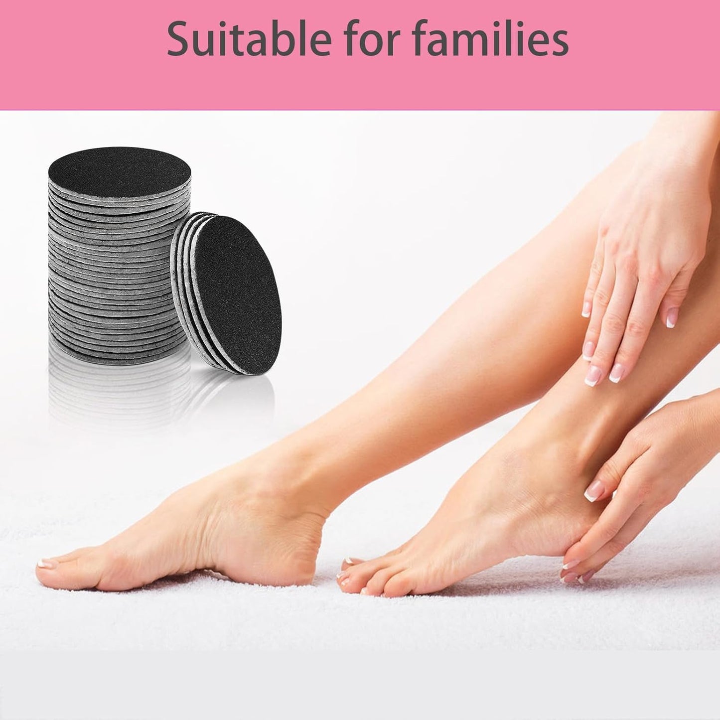 60pcs Replaceable Sandpaper Refill Discs for Electric Foot File Callus Remover Hard Dry Dead Skin Removal (pink10)