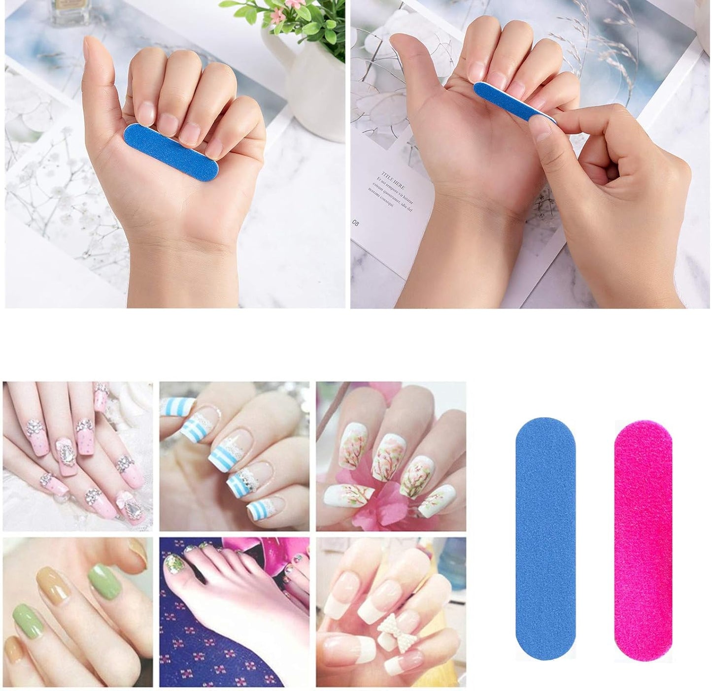 Mini Nail Files Bulk, 100 Pack 3.4 Inches Disposable Double Sided Emery Boards Manicure Pedicure Tools(10034)