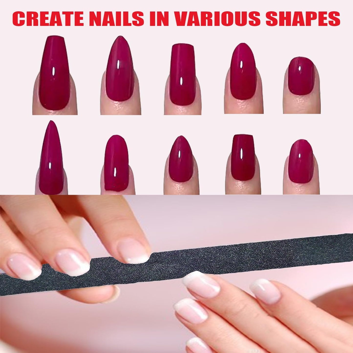 Nail Files Bulk, 15 Pack 7 Inches Disposable 100/180 Grit Double Sided Emery Boards Manicure Pedicure Tools(15)