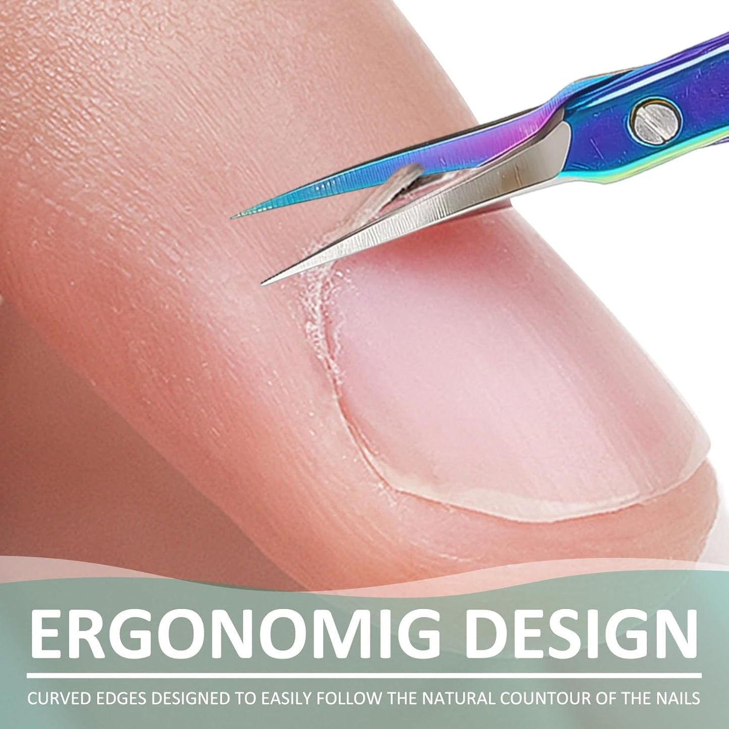 Nail Cuticle Scissors 2Pcs small scissors Stainless Steel Cuticle skin tag scissors Extra Fine Curved Color Manicure Scissors Nail Scissors Suitable for Eyebrows Eyelashes And Nail Trimming