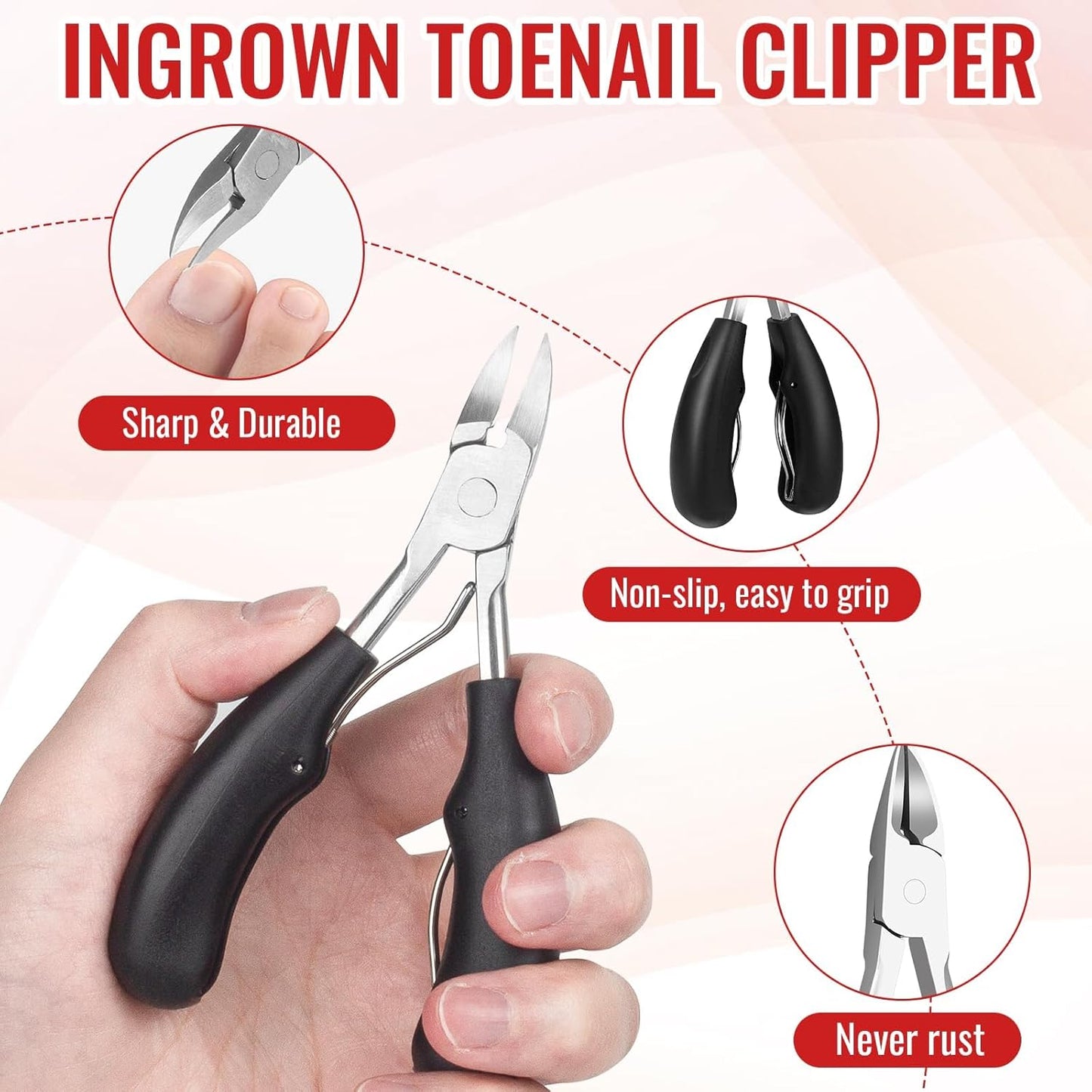 Ingrown Toenail Removal Kit, Ingrown Toenail Tool Kit with Ingrown Toenail Corrector, Ingrown Toenail Drops, Corrector Patch, Toenail Clipper, Nail File Lifter Tools