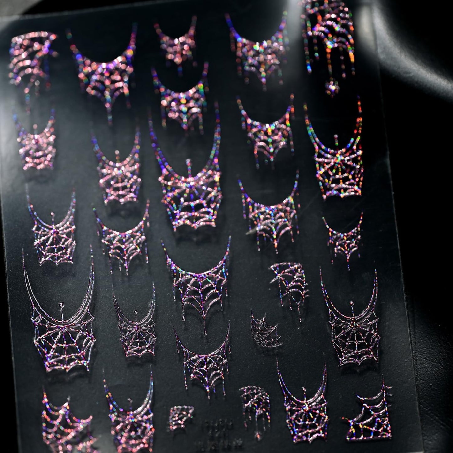 1 Sheets Halloween Nail Stickers for Nail Art 5D Self-Adhesive Embossed Pink Spider Web Nail Art Stickers Halloween Spider Web Nail Decals Glitter Nail Design Sticker for Women DIY Nails Decoration