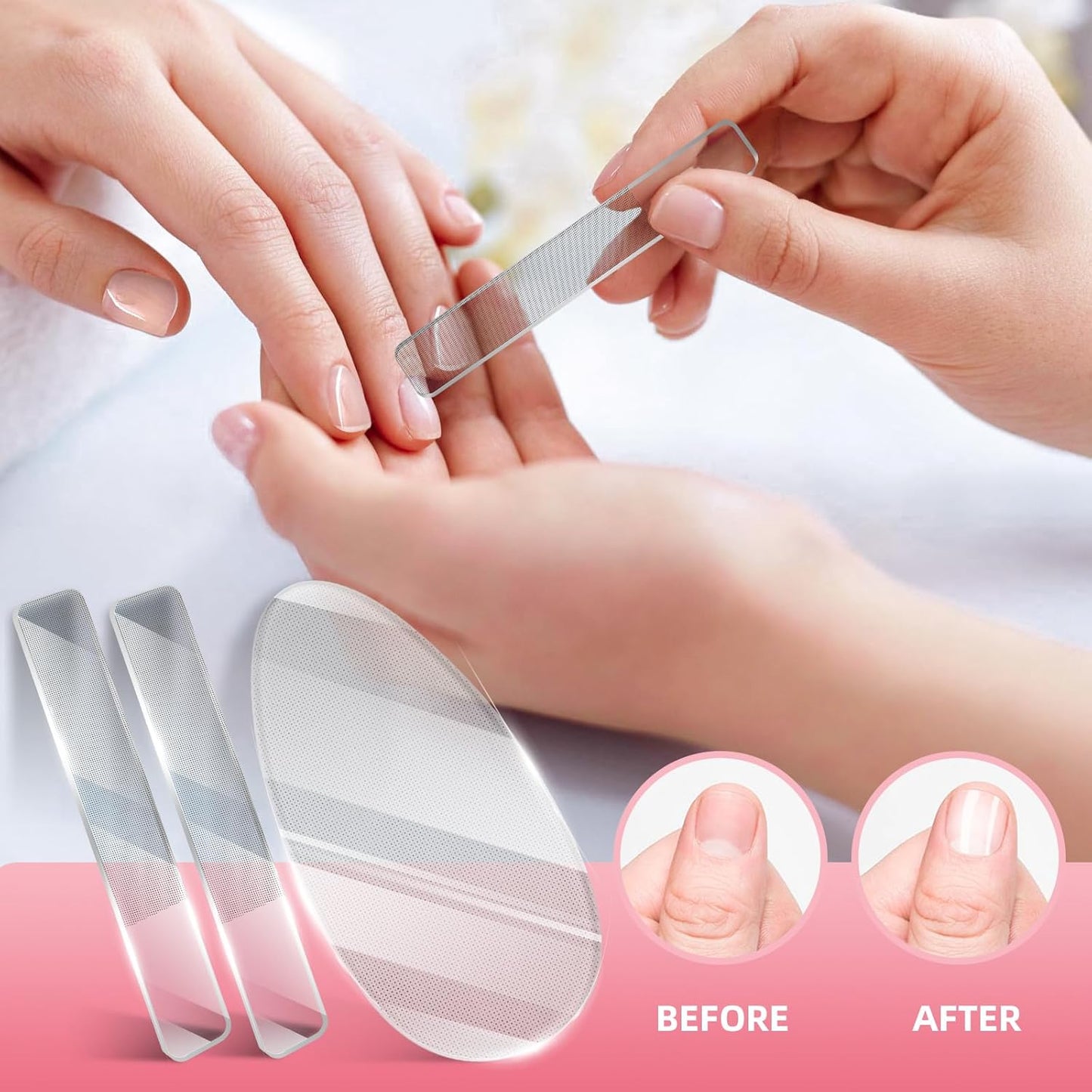 RedFlow Glass Nail File,Nail Buffer Set Contains 2 Nano Glass Nail Files and 1 Nano Glass Foot File,Professional Manicure Set,Nail Files for Natural Nails Removing Calluses