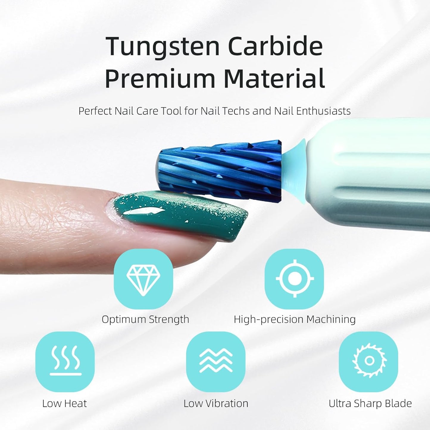 Safety Tapered Nail Drill Bits, 4XC Blue Nano Smooth Top Barrel Nail Bit, 3/32 Two-way Carbide Drill Bits for Nails, Electric Drills Accessories Removal Manicure Arylic Powder
