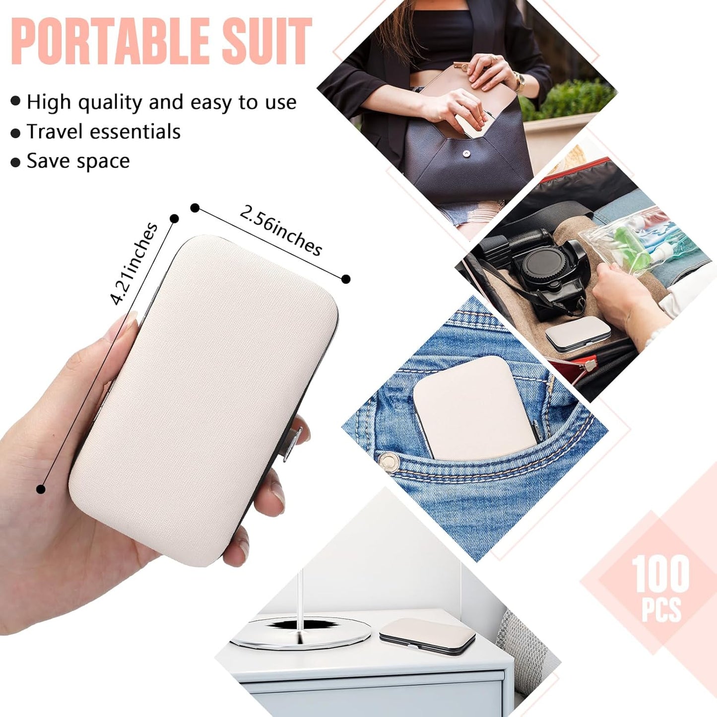 Lasnten 100 Bulk Nail Clipper Set Bulk Manicure Kit Stainless Steel Pedicure Professional Nail Care Kit with Travel Case Portable Grooming for Husband Men Women Family(Rose Gold,8 in 1)