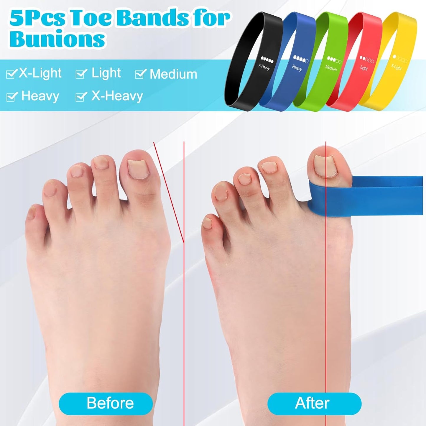8 Pcs Toe Stretcher Kit Includes Foot Stretcher Pad Foot Roller Toe Separators and Bands for Bunions, Hallux Valgus Corrector for Women Men, Heel Spurs Tendonitis Relief Set