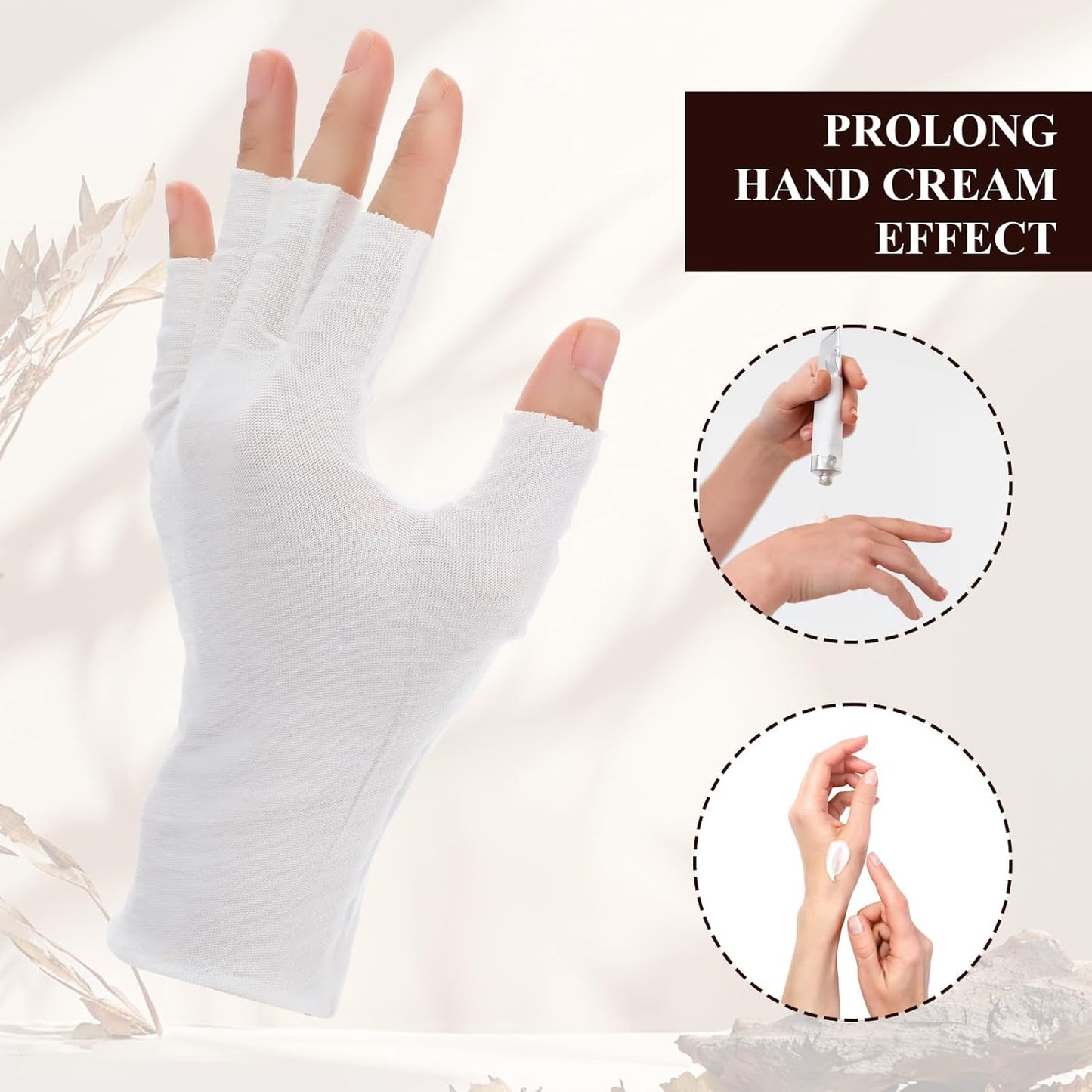 7 Pairs White 100% Cotton Gloves, Moisturizing Gloves for Dry Hands & Overnight Care, Breathable Moisturizing Night Glove for Women & Men