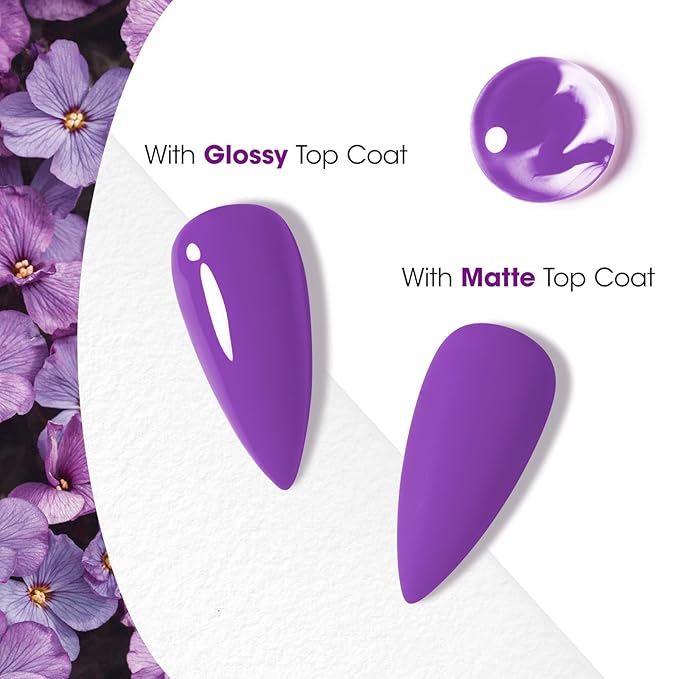 Gellen Purple Gel Nail Polish, 18ml Soak Off High Glossy Gel Polish for Nails, Need Cured Under UV light for Salon at Home DIY