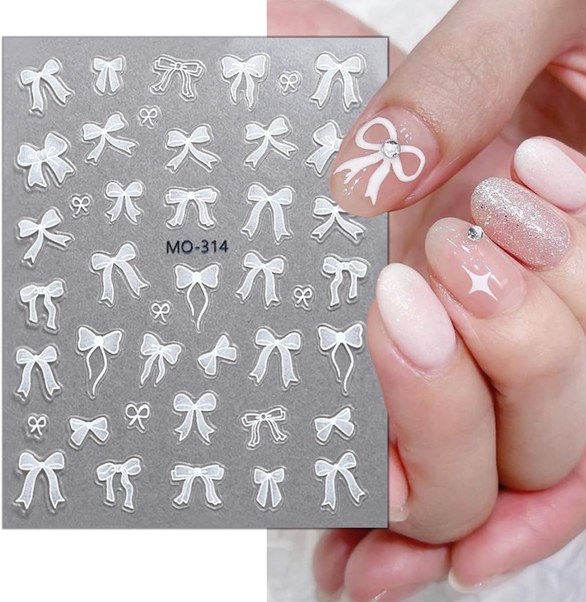 3 Sheets Embossed Bow Nail Decals for Nail Art Pink White Bows Nail Stickers Cute Bow Ribbon Nail Designs Supplies 5D Self-Adhesive Bow-Knot Nail Art Stickers for Women Girls Manicure Decor