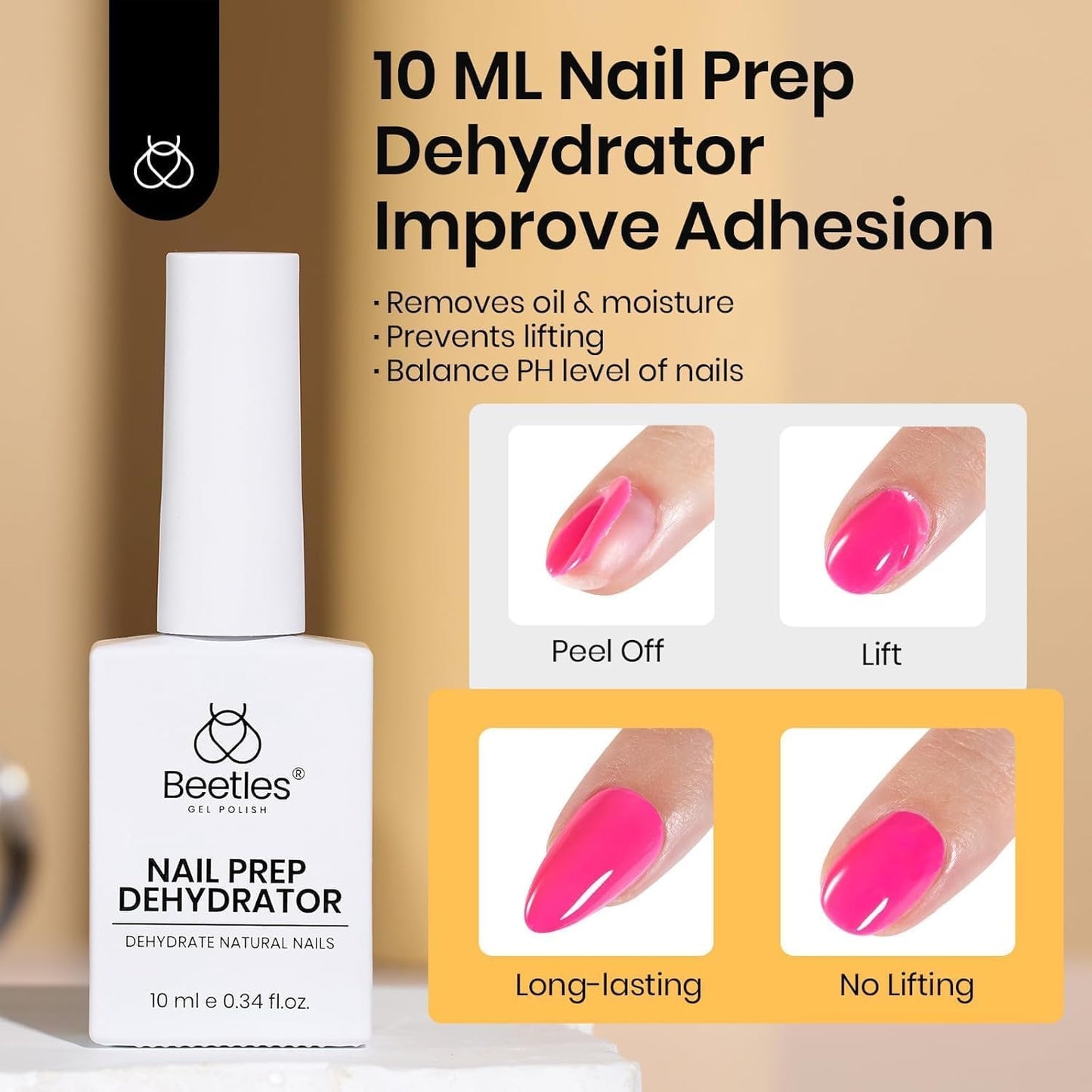 Beetles 9 In 1 Gel Nail Glue Nail Dehydrator Kit for Acrylic Nails Acid Free & Hema-Free Professional Dehydrator Prep for U V Gel Polish Long Lasting Led Lamp Required