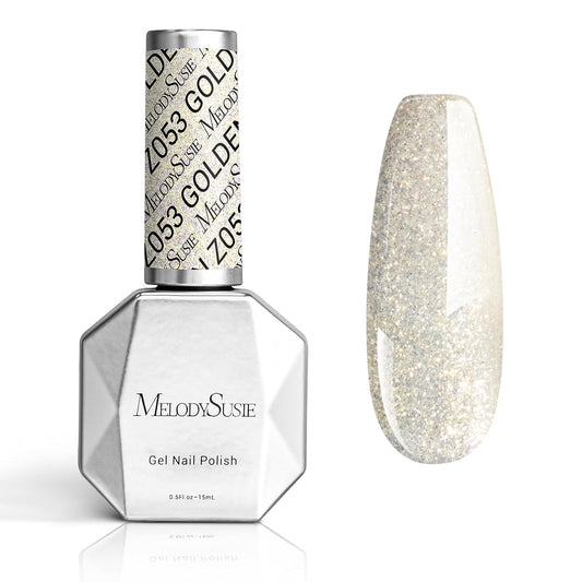 MelodySusie White Glitter Gel Polish, 15ml Translucent Jelly Glitter White Nail Polish Sparkle Gel Color Z053, Soak Off UV LED Nail Lamp Nail Art Starter Manicure DIY at Home 0.5 Fl Oz