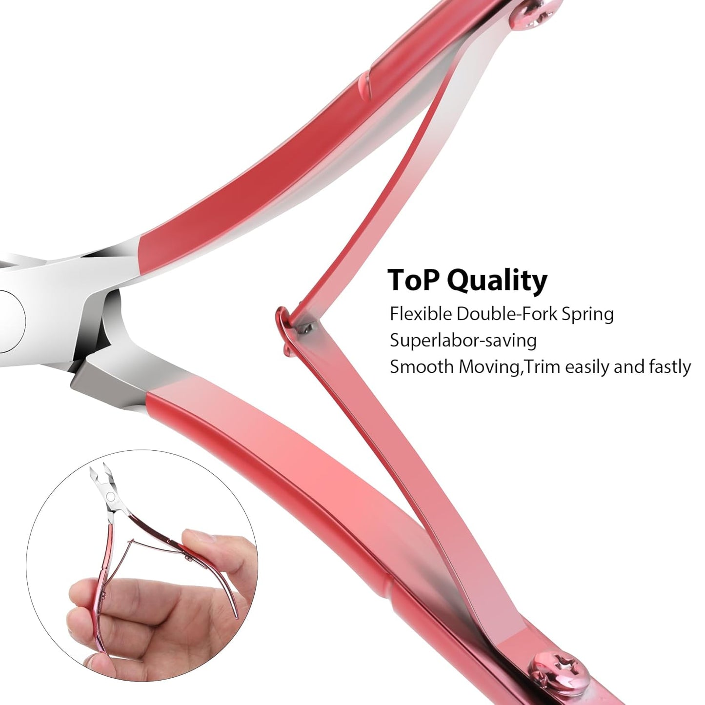 Professional Cuticle Trimmer Nail Cuticle Cutter Stainless Steel Cuticle Nippers with Sharp Blades of Cuticle Clippers Manicure Tools with Double Spring for Nail Care,Stocking Stuffers