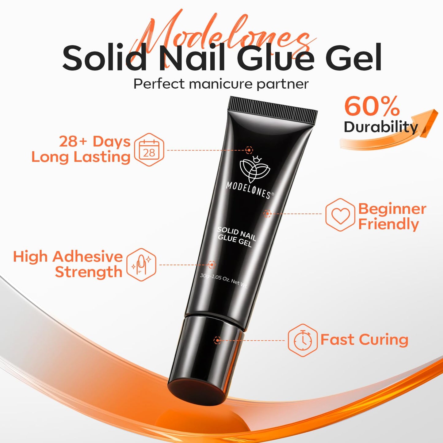 modelones Gel Nail Kit Square, 15Sizes False Nail Tips Instant Apex Solid Glue & Mini LED Light, Medium Square Pre-Building Strong Thick Acrylic Press on Tips U/V Lamp Extension Kit Women Gift 240Pcs