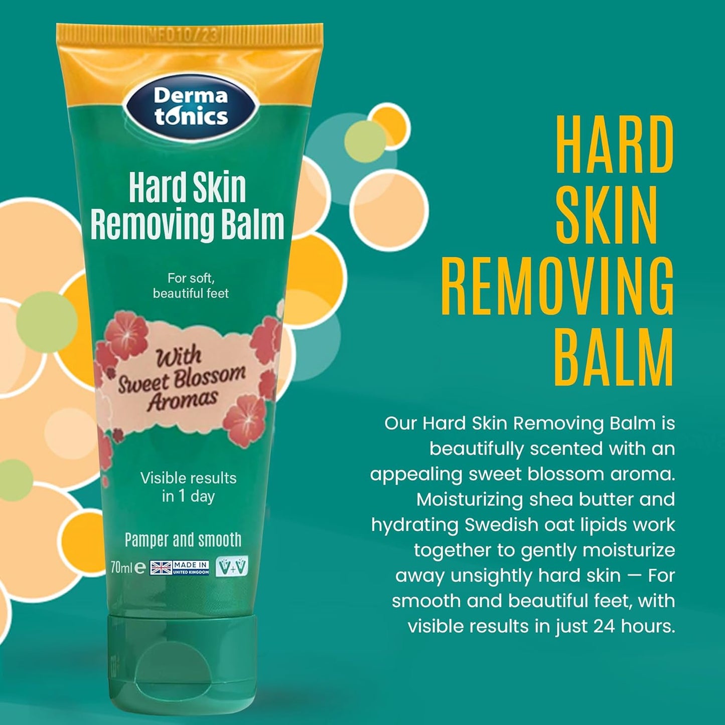 Dermatonics Hard Skin & Callus Removing Balm w/Sakura Blossom Aromas & 10% Urea - Skin Care for Feet, Hands & Elbows – Moisturizing & Repairing Formula for Dry & Cracked Skin - 2.37 fl oz Tube