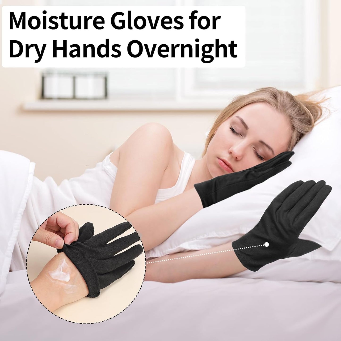 Touch Screen Gloves, Black Cotton Gloves for Dry Hands Sleeping, Moisturizing Gloves Black Gloves Men and Women, 10 Pairs Black Work Gloves for Photography, Coin Handling, Jewelry, Large