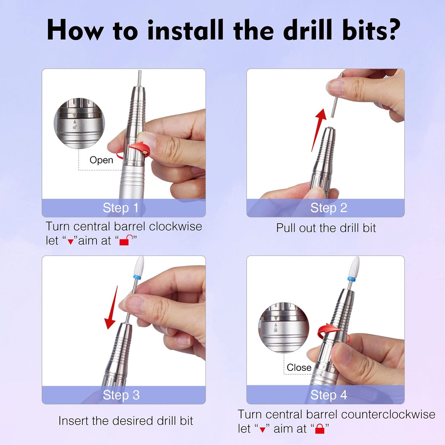 Professional Nail Drill Machine, IMENE 35,000RPM Portable Brushless Nail Drill Rechargeable E-File Nail Drills Perfect for Acrylic, Gel, Natural Nails（White）