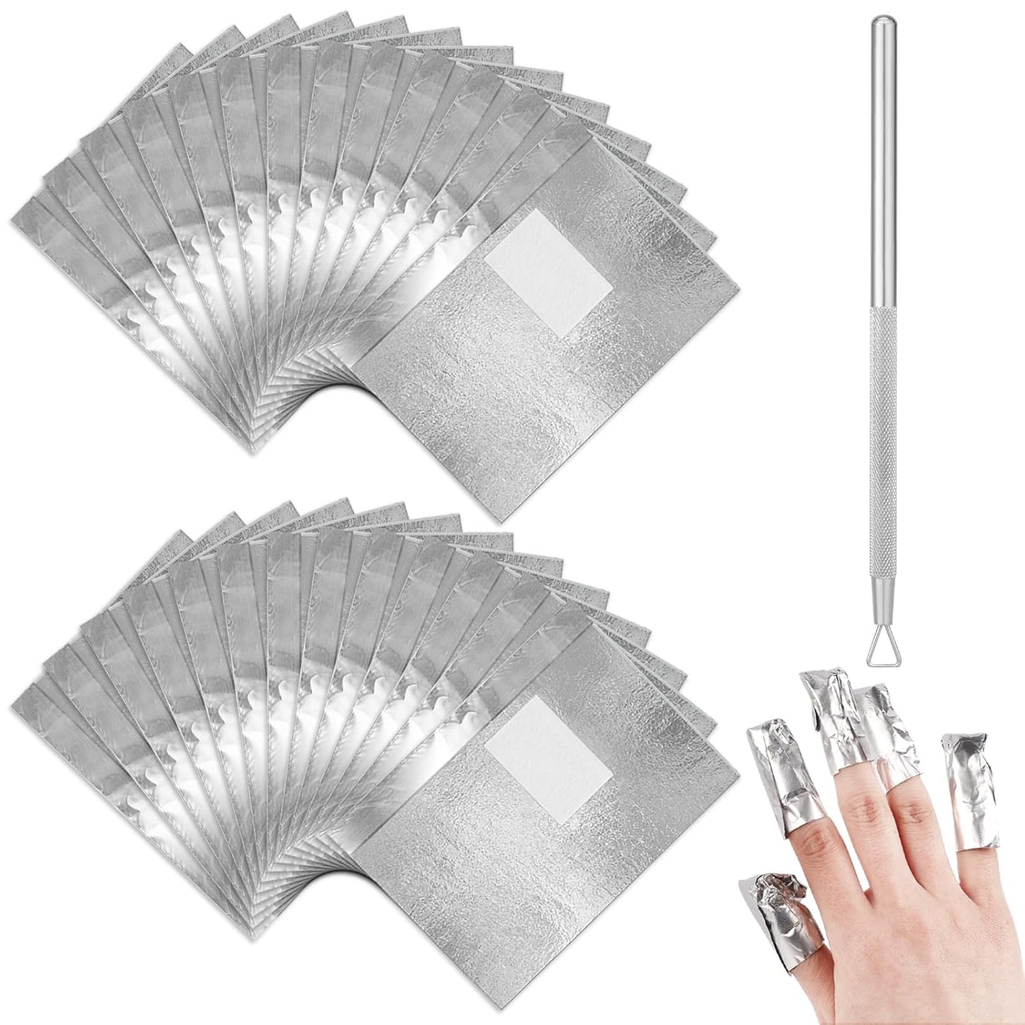 200 Pcs Gel Nail Polish Remover, Gel Nail Foil Wraps Soak Off Foils Cotton Pads, Nail Remover Foil Wraps, Nail Polish Gel Remover for Soak off Gel Polish Removing with Cuticle Pusher/Cuticle Sc raper