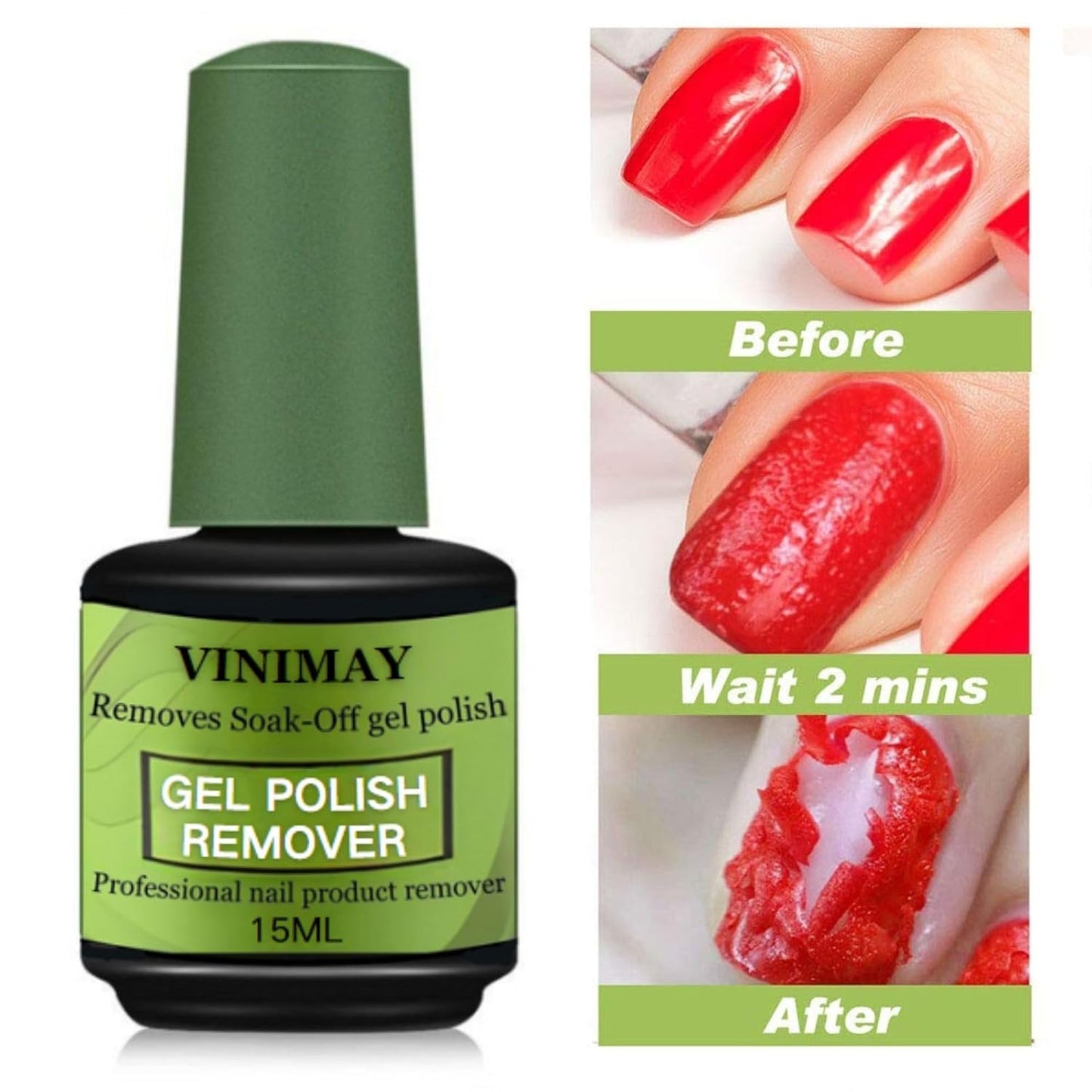 2 Pack 15ml Gel Remover Polish - Gel Polish Remover for Nails - Quickly & Easily Gel Nail Remover Within 3-5 Minutes - No Soaking or Wrapping Nail Gel Remover (0.51 Fl Oz (Pack of 2))